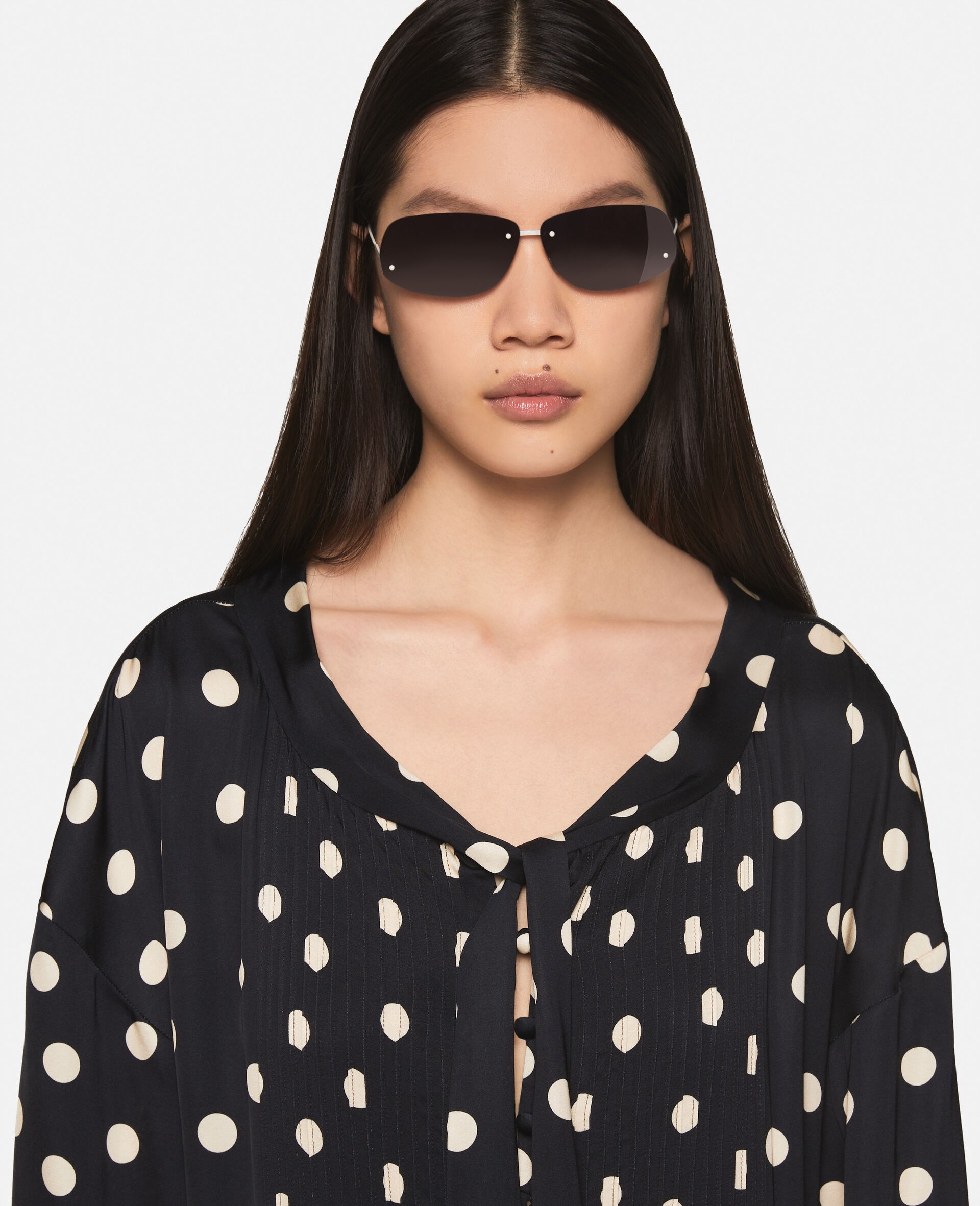 Long-Sleeve Polka Dot Maxi Dress - 5