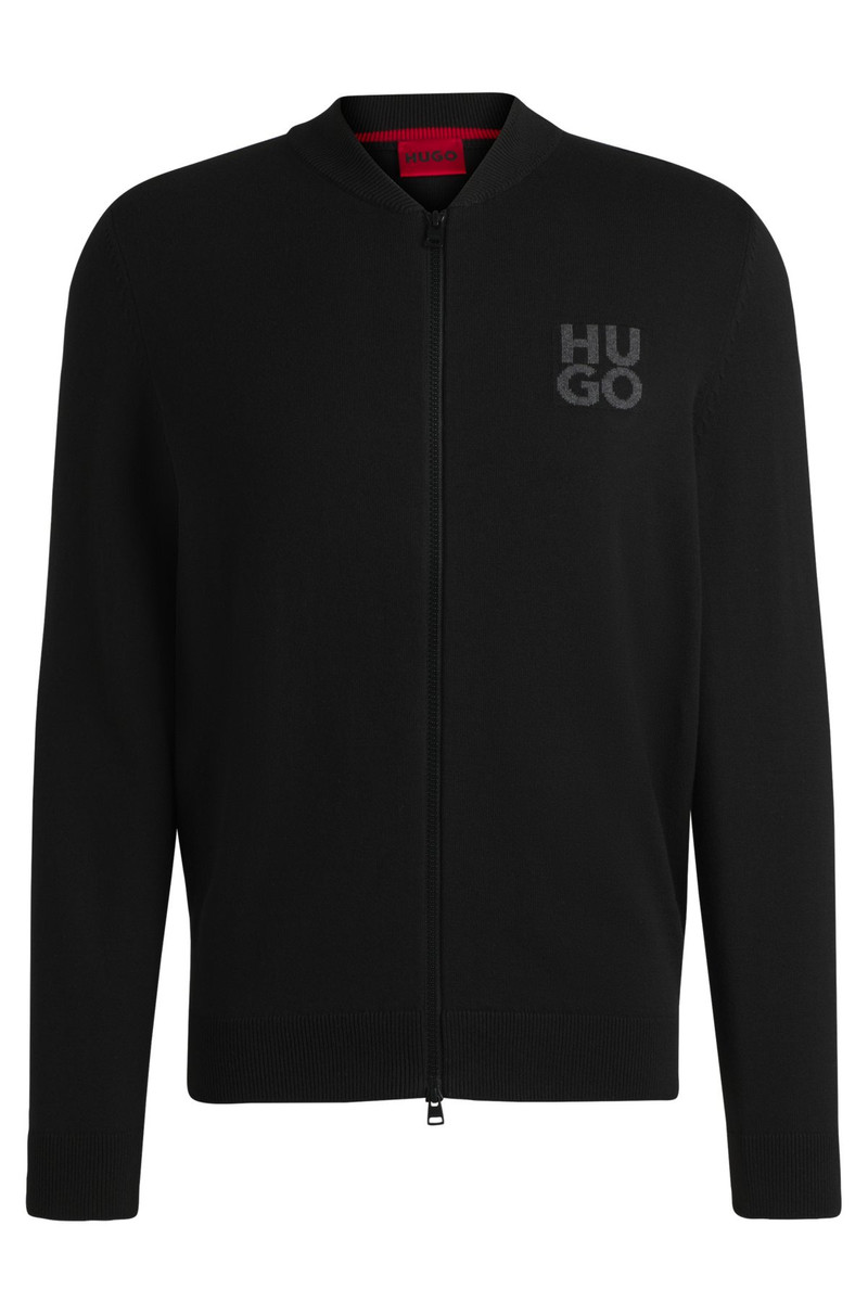 ZIP-UP CARDIGAN IN COTTON WITH STACKED LOGO 1