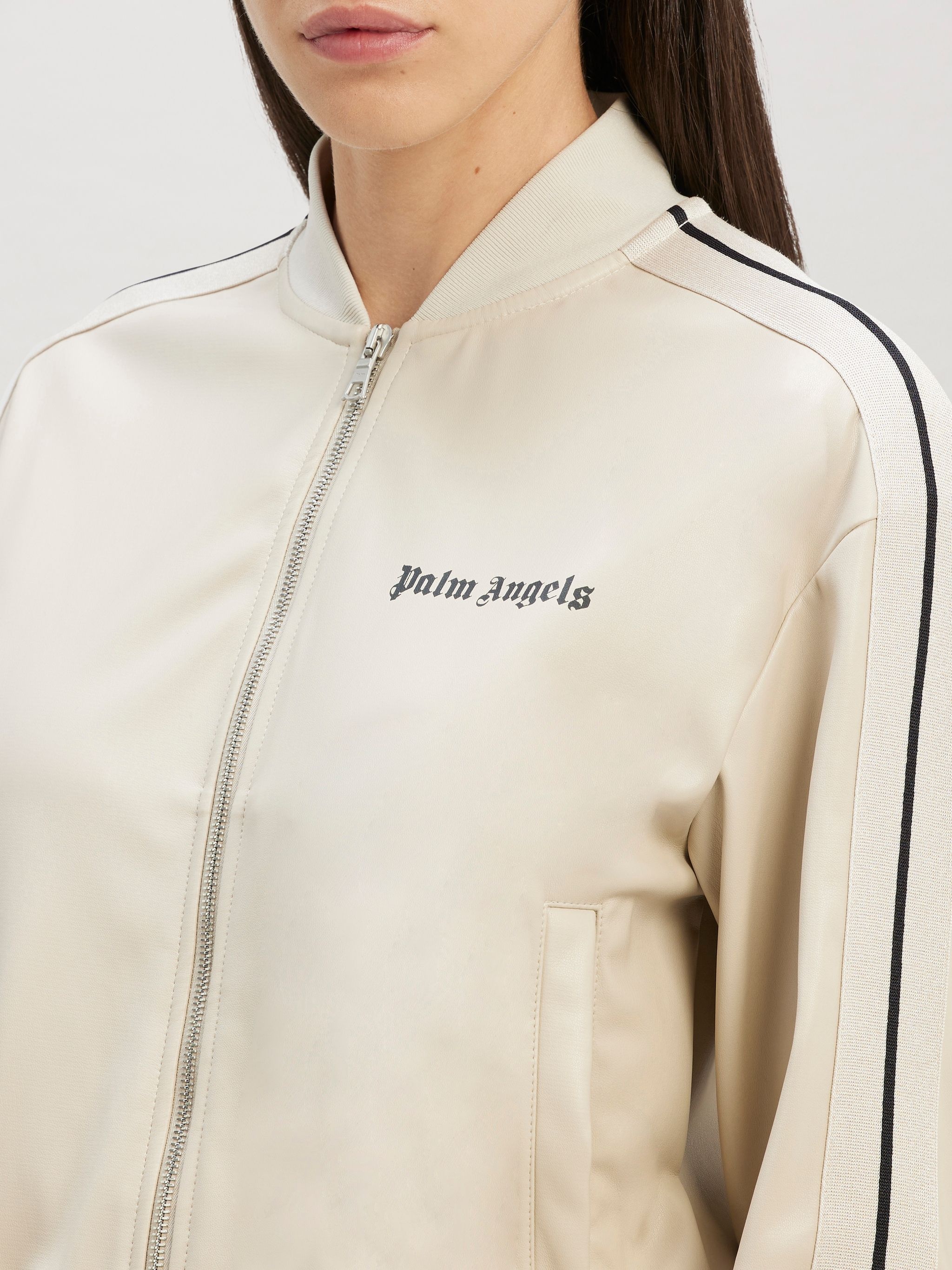 Leather Effct Bomber Track Jacket - 6