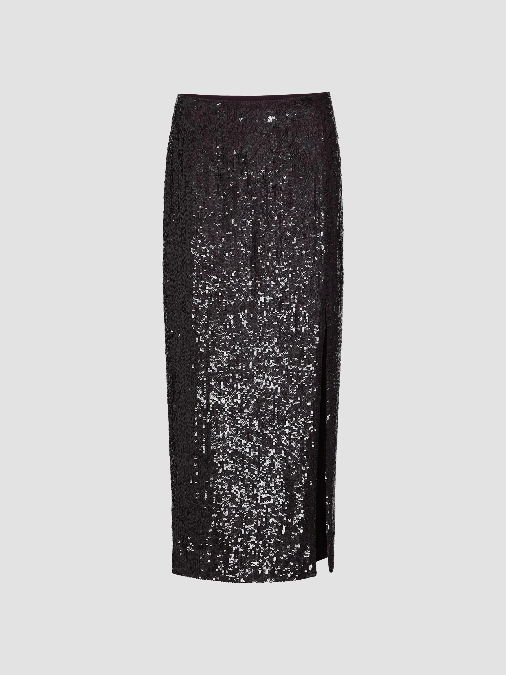 Women's Ladylike Sequined Slit Midi Skirt - Delicioso - 1