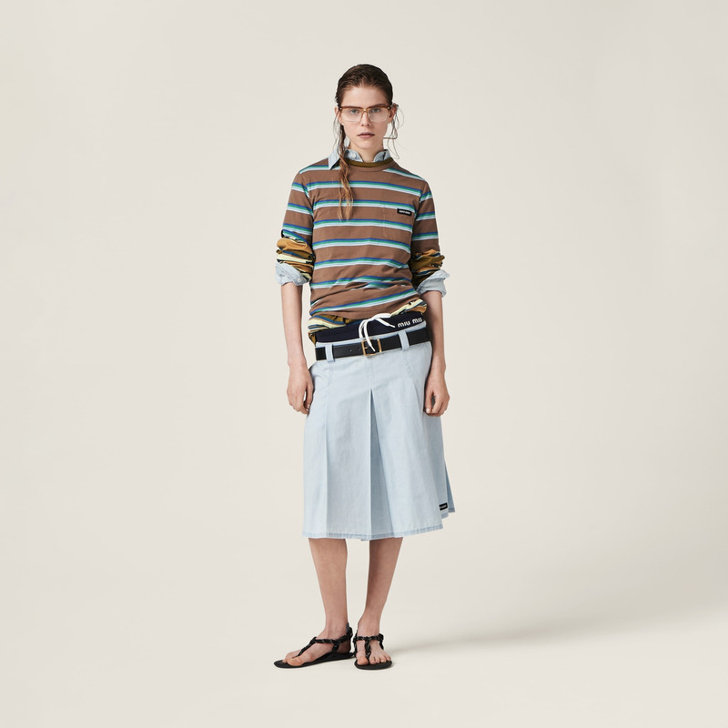 Miu Miu Pleated chambray skirt outlook