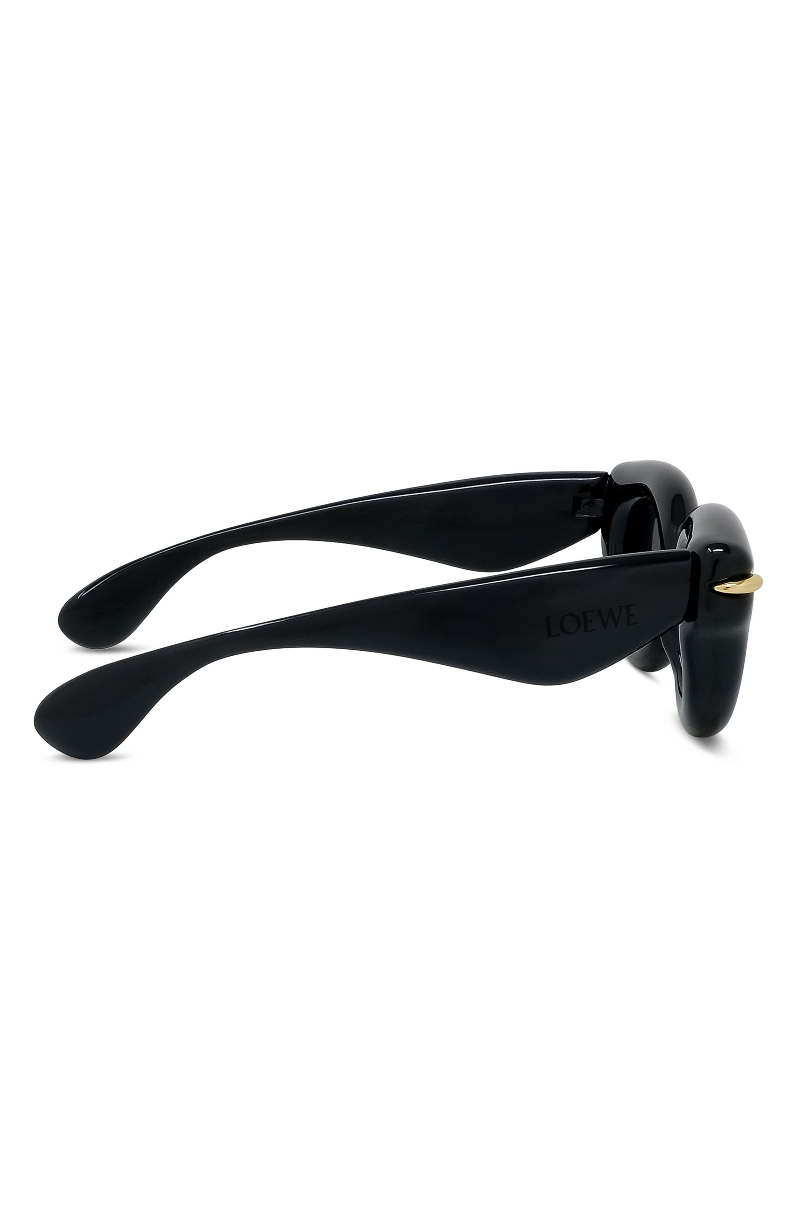 Loewe Inflated Pantos 46mm Round Sunglasses in Shiny Black /Smoke at Nordstrom - 4