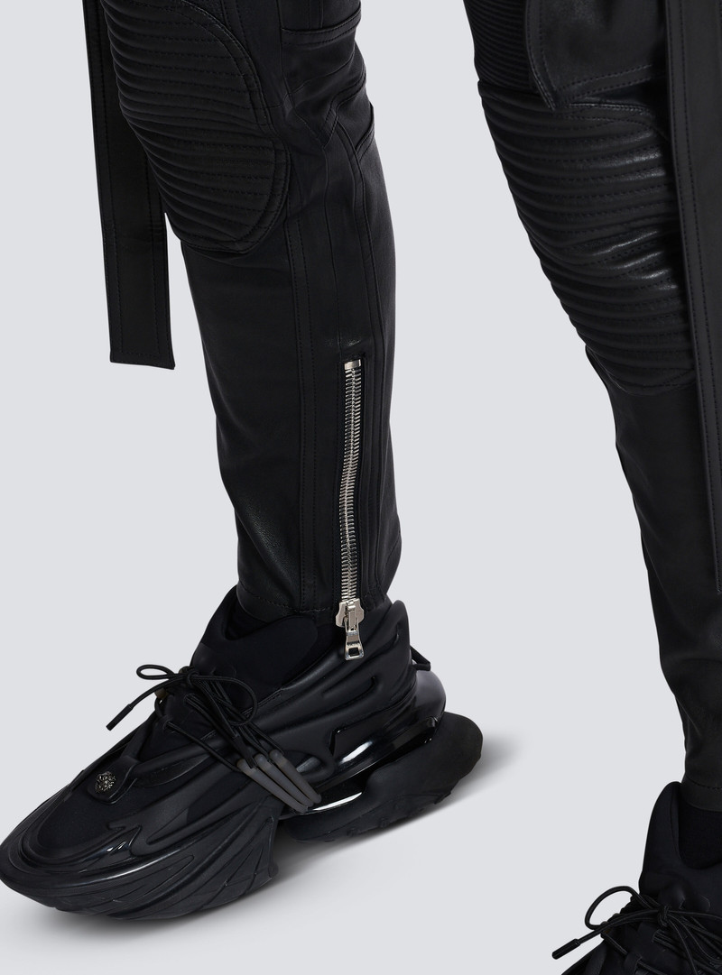 Leather trousers with strap 8