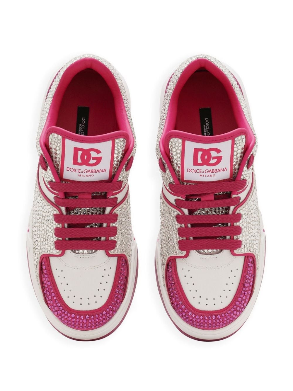crystal-embellished leather sneakers - 4