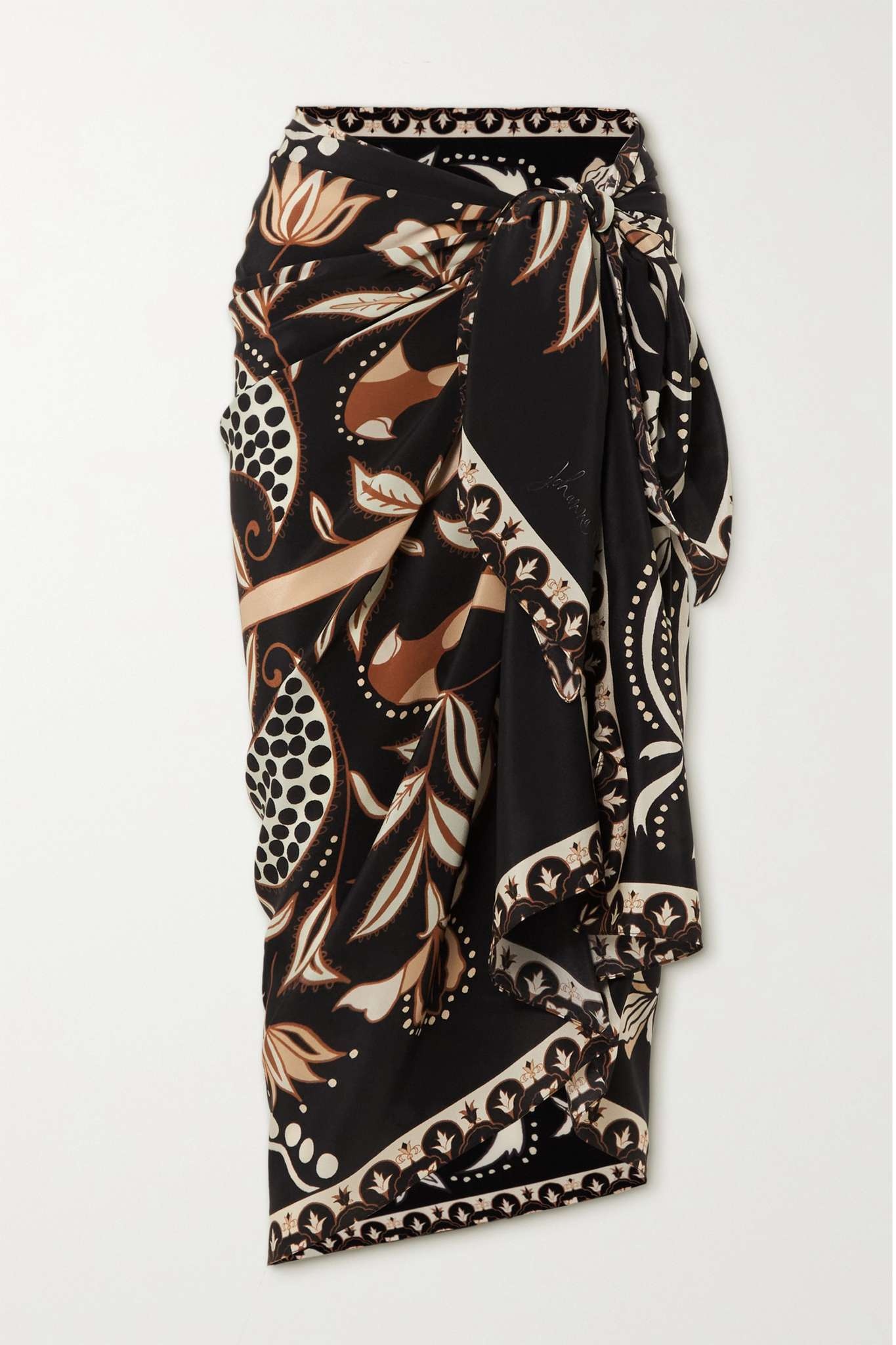 + NET SUSTAIN Black Magic In The Details printed silk crepe de chine pareo - 1