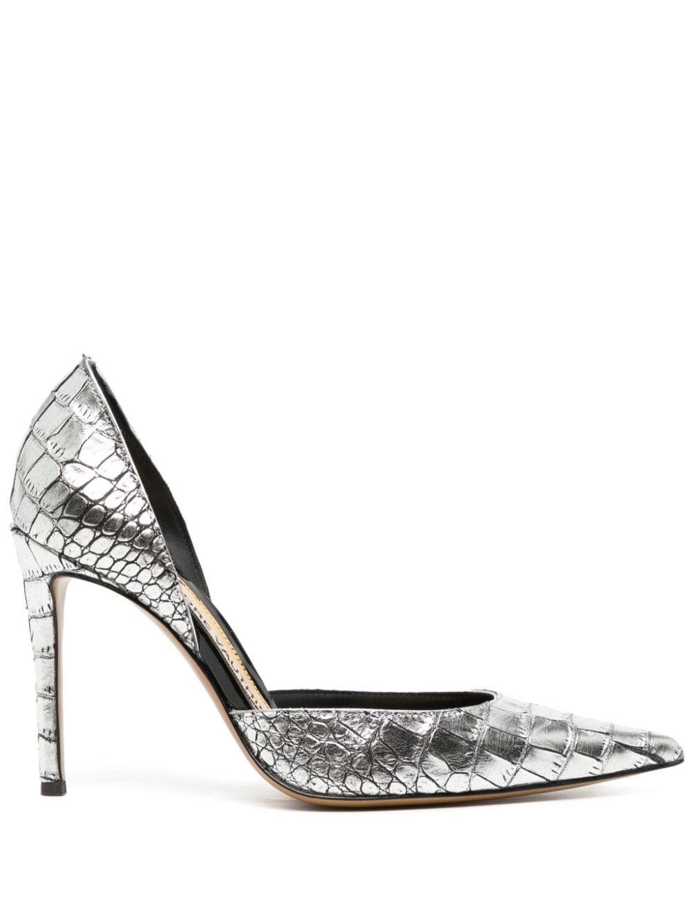 90mm crocodile-effect leather pumps - 1