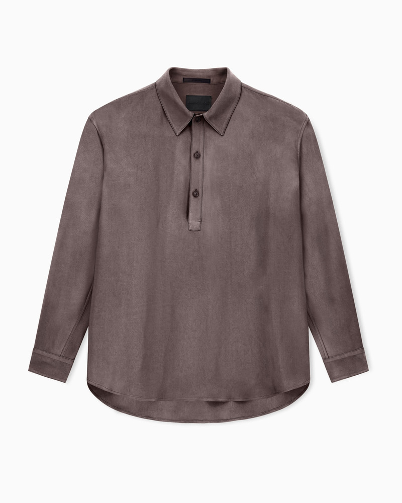 FADED VISCOSE TWILL POLO COLLAR SHIRT 1