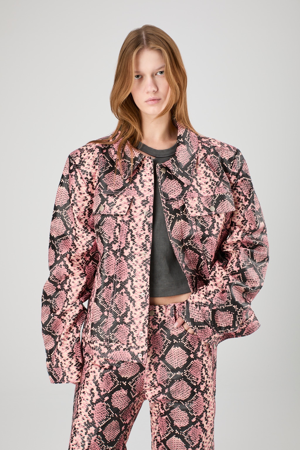 Pink Snake Leather Jacket - 2