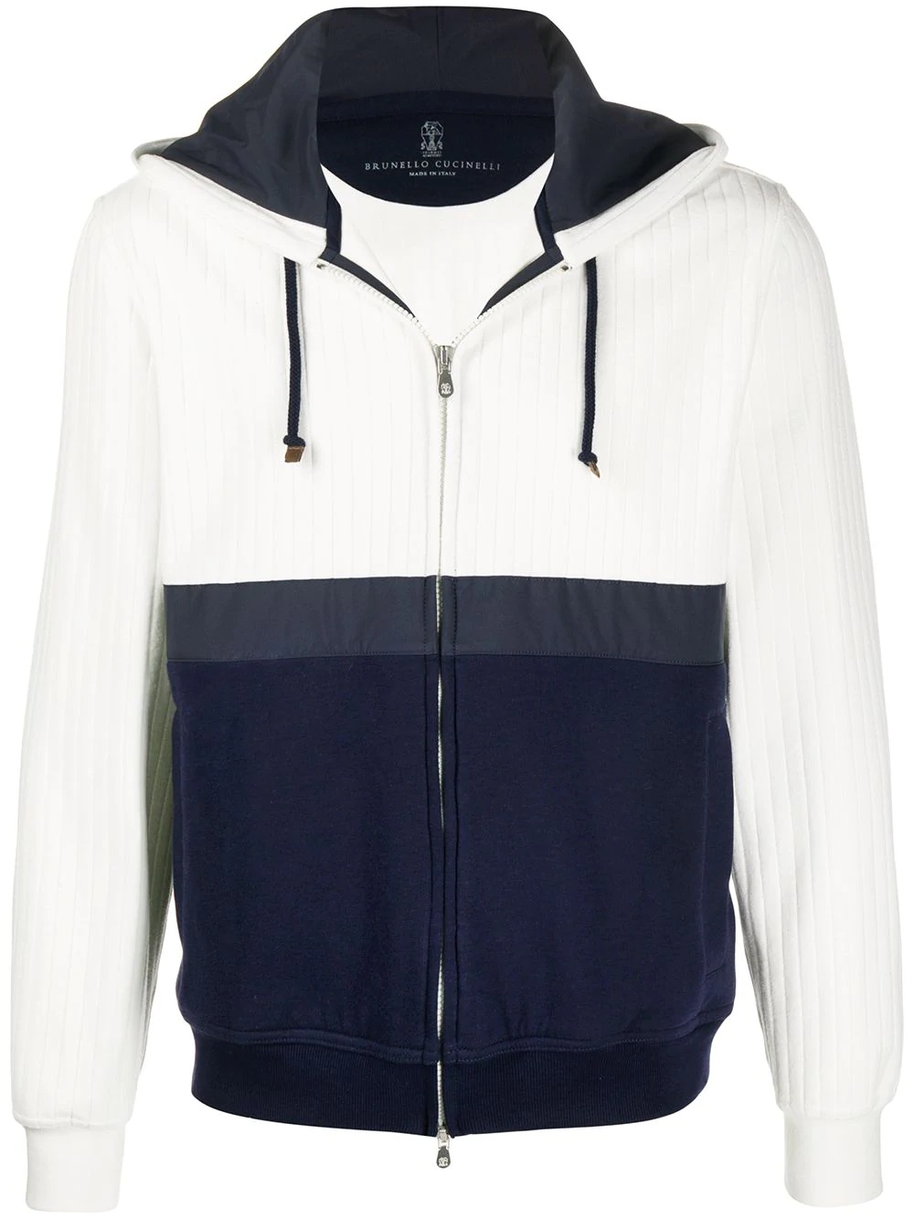 two-tone zipped hoodie - 1