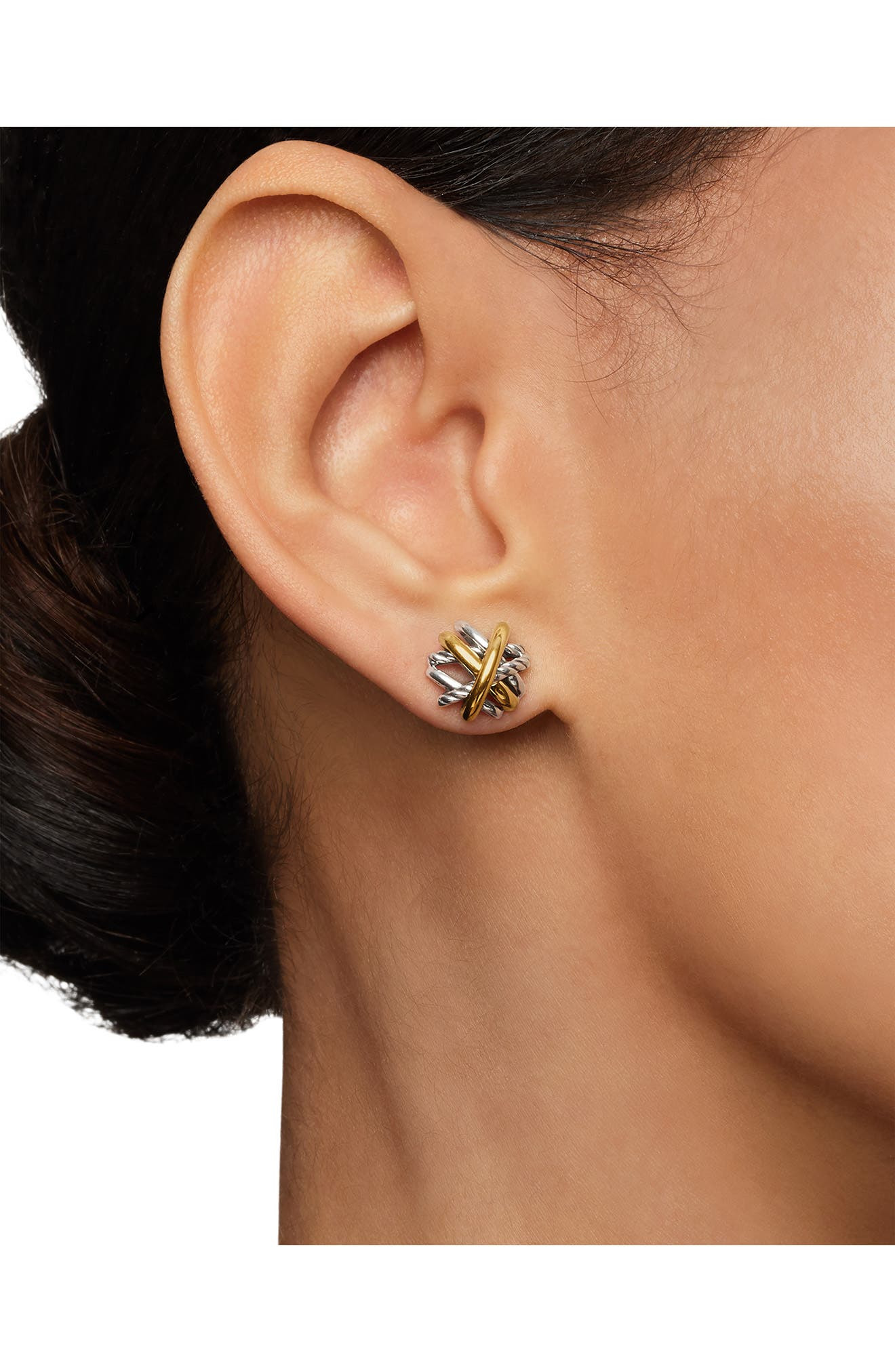 David Yurman Crossover Stud Earrings with 18K Yellow Gold in Silver/Gold at Nordstrom - 2