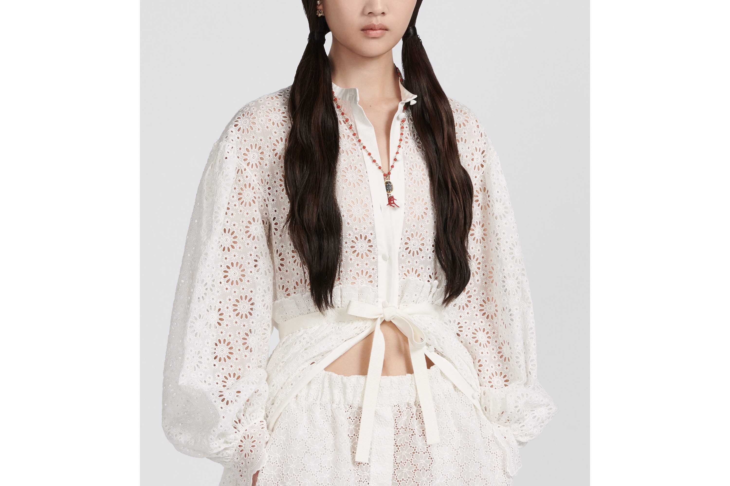 Long-Sleeved Pleated Long Dress - 7