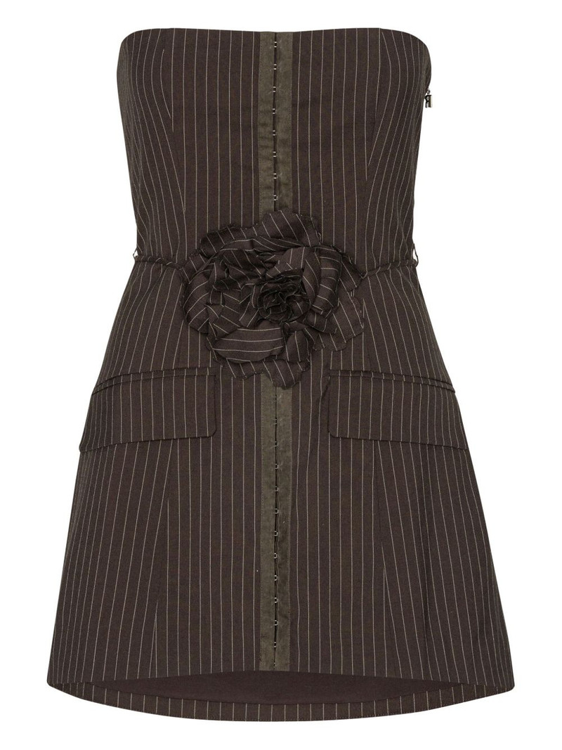 pinstripe rose-embellished mini dress 1