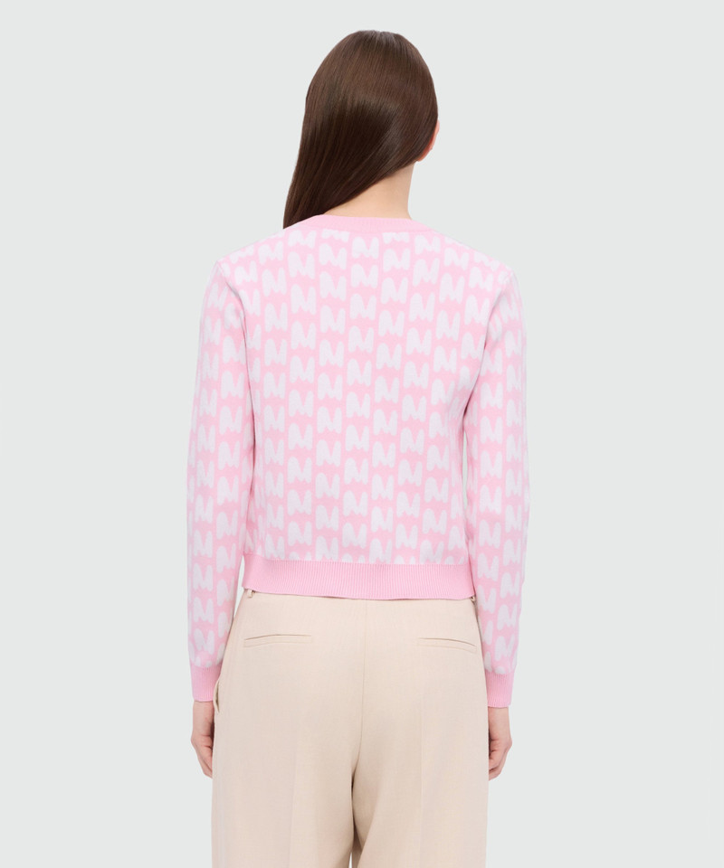 Pink MWAVE jacquard cardigan with contrast button closure 3