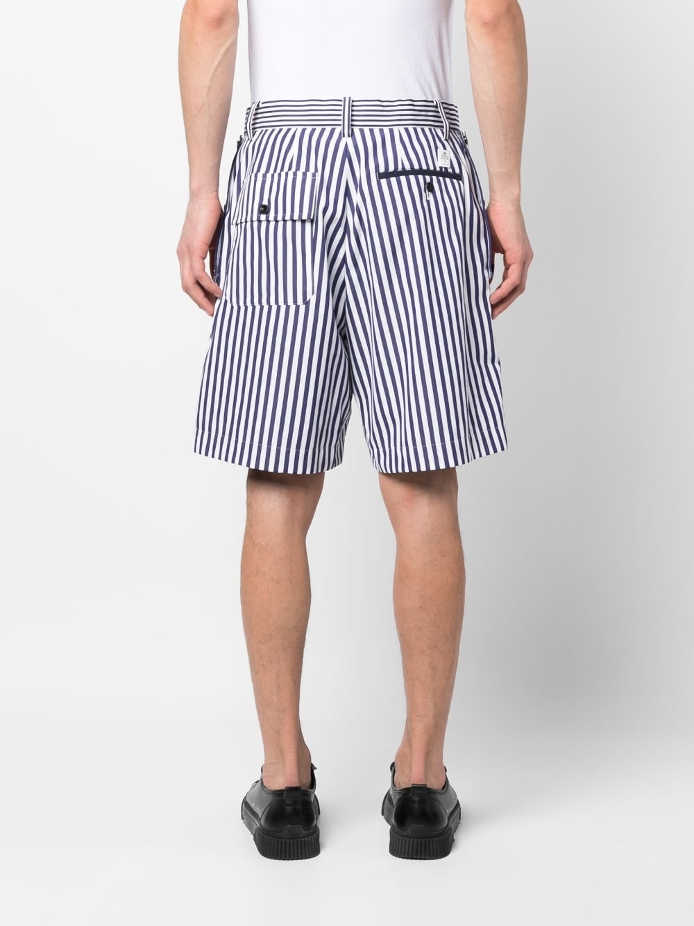 vertical-stripe print cotton shorts - 4