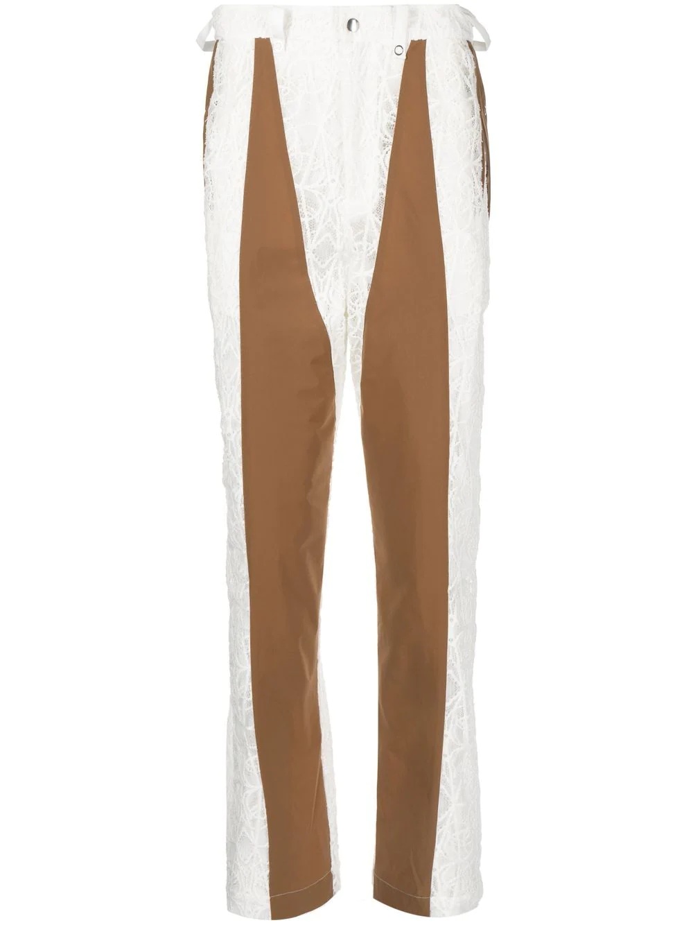 contrast-panel straight-leg trousers - 1