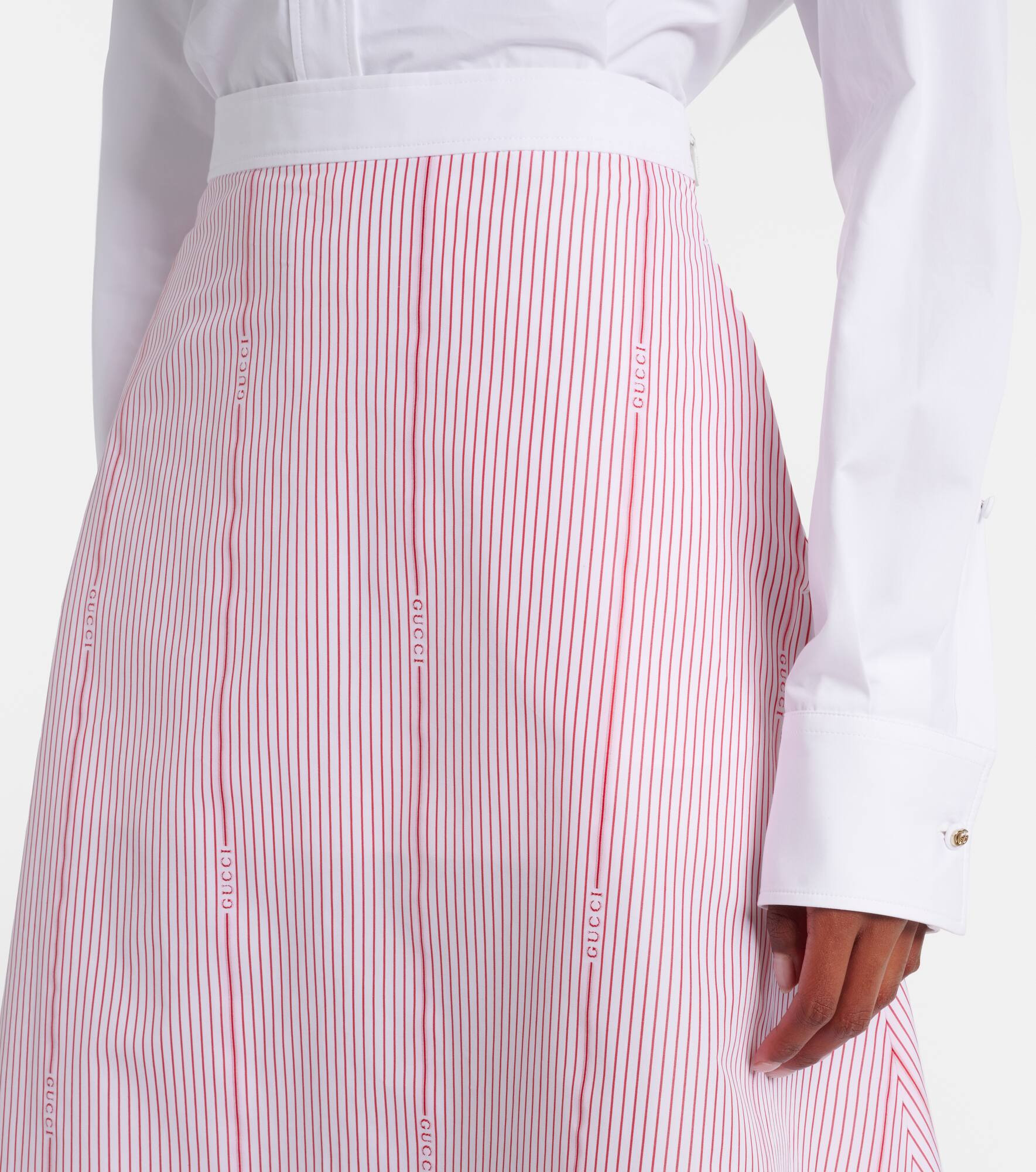 Striped fil coupé cotton midi skirt - 5