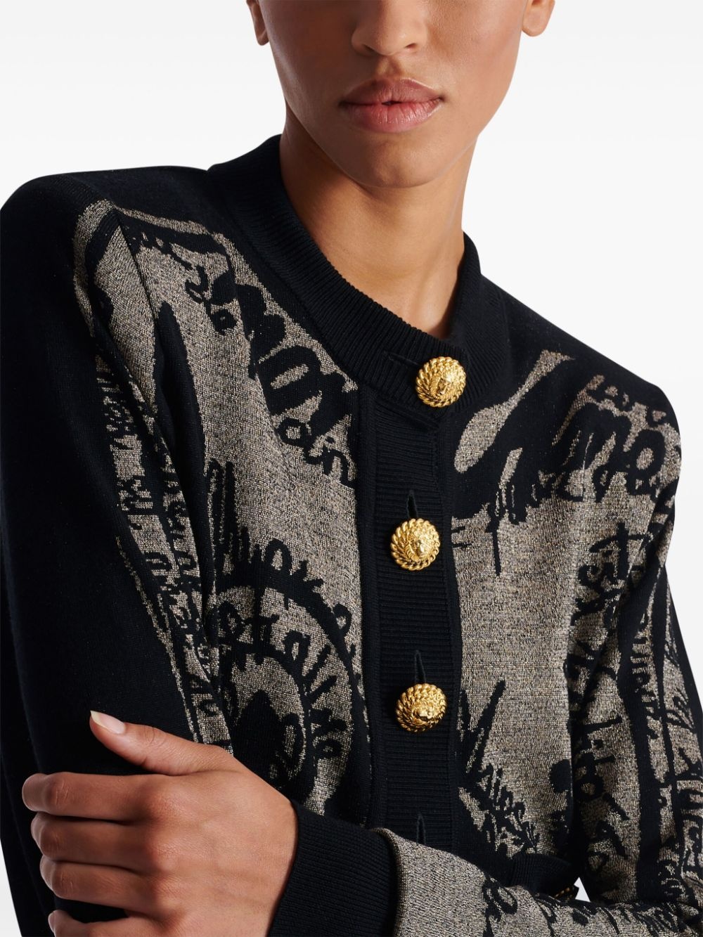 intarsia-knit logo cardigan - 7