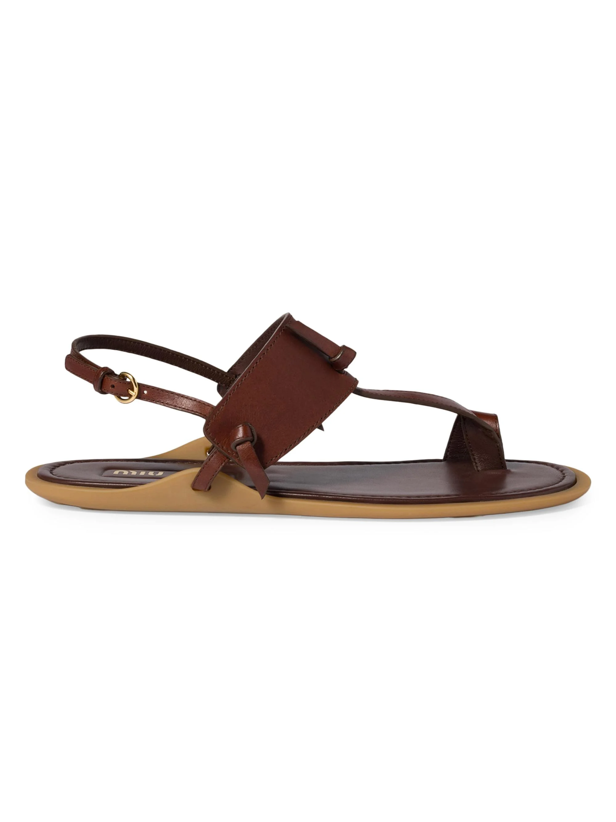 Women's Leather Thong Sandals - Brown - 1