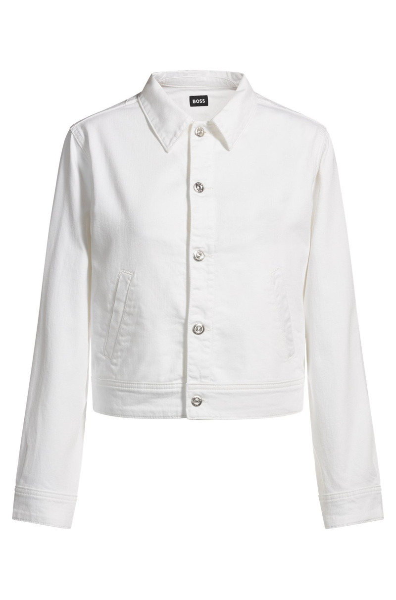 STRAIGHT-FIT DENIM JACKET IN WHITE EGYPTIAN COTTON 1