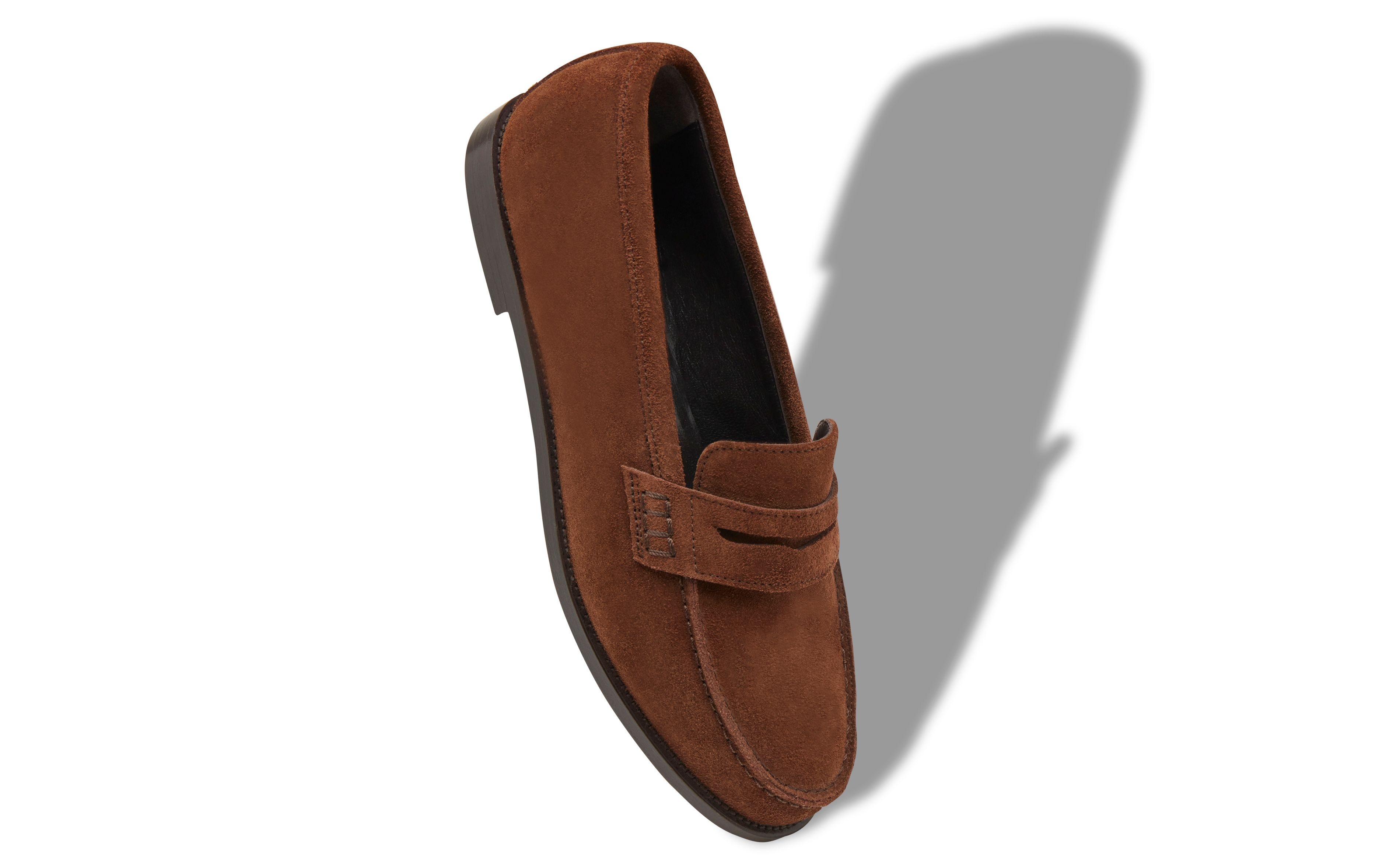 Dark Brown Suede Penny Loafers - 2