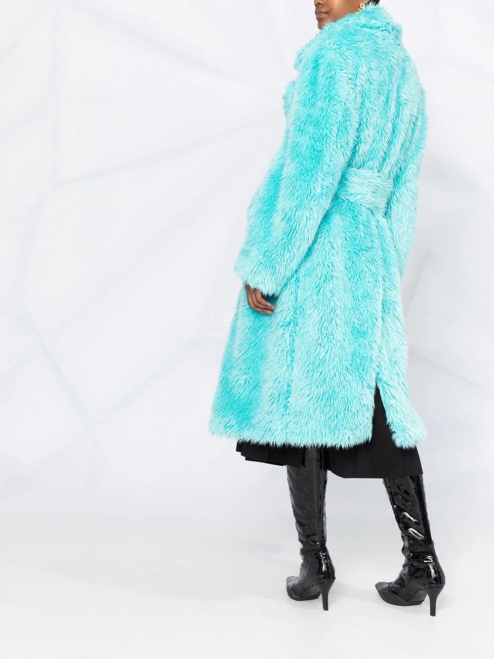 belted faux-fur coat - 5