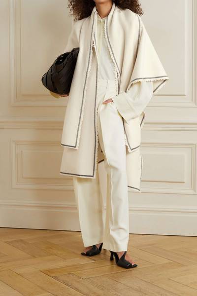 Jil Sander Frayed striped wool cape outlook