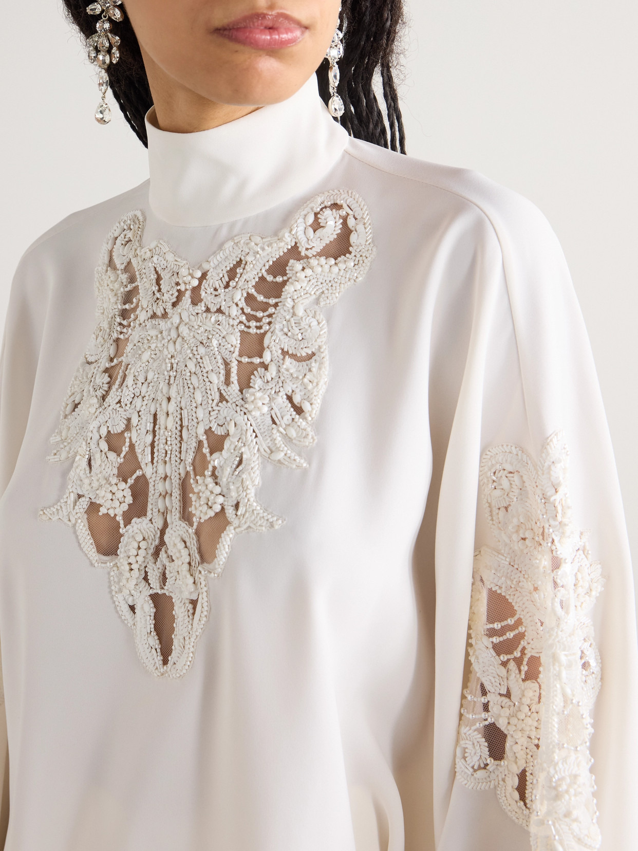 Embellished Tulle-panelled Cady Blouse - 5