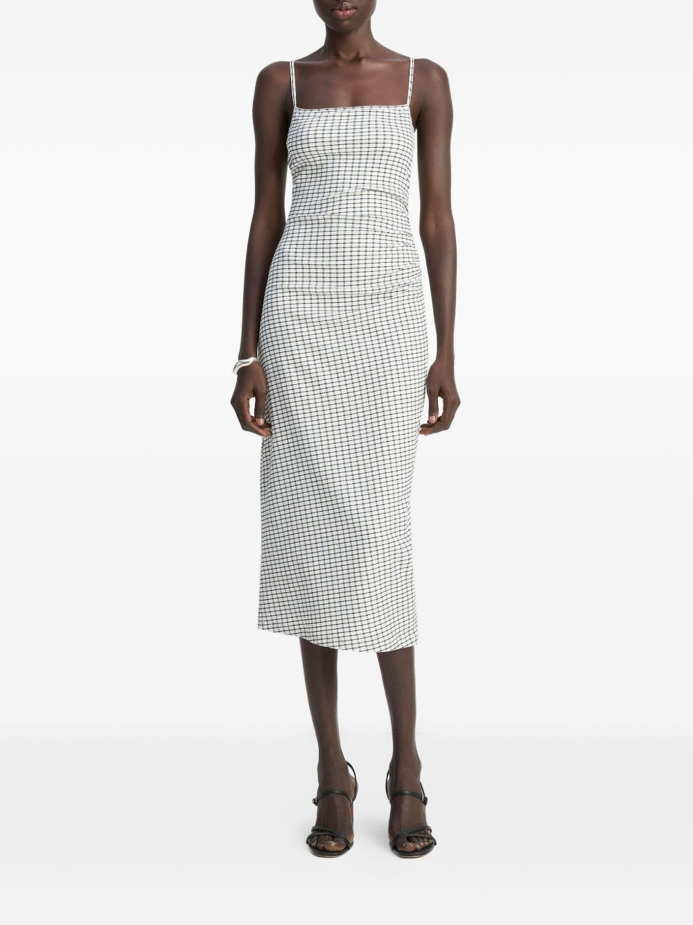 checked side-rouche dress - 2