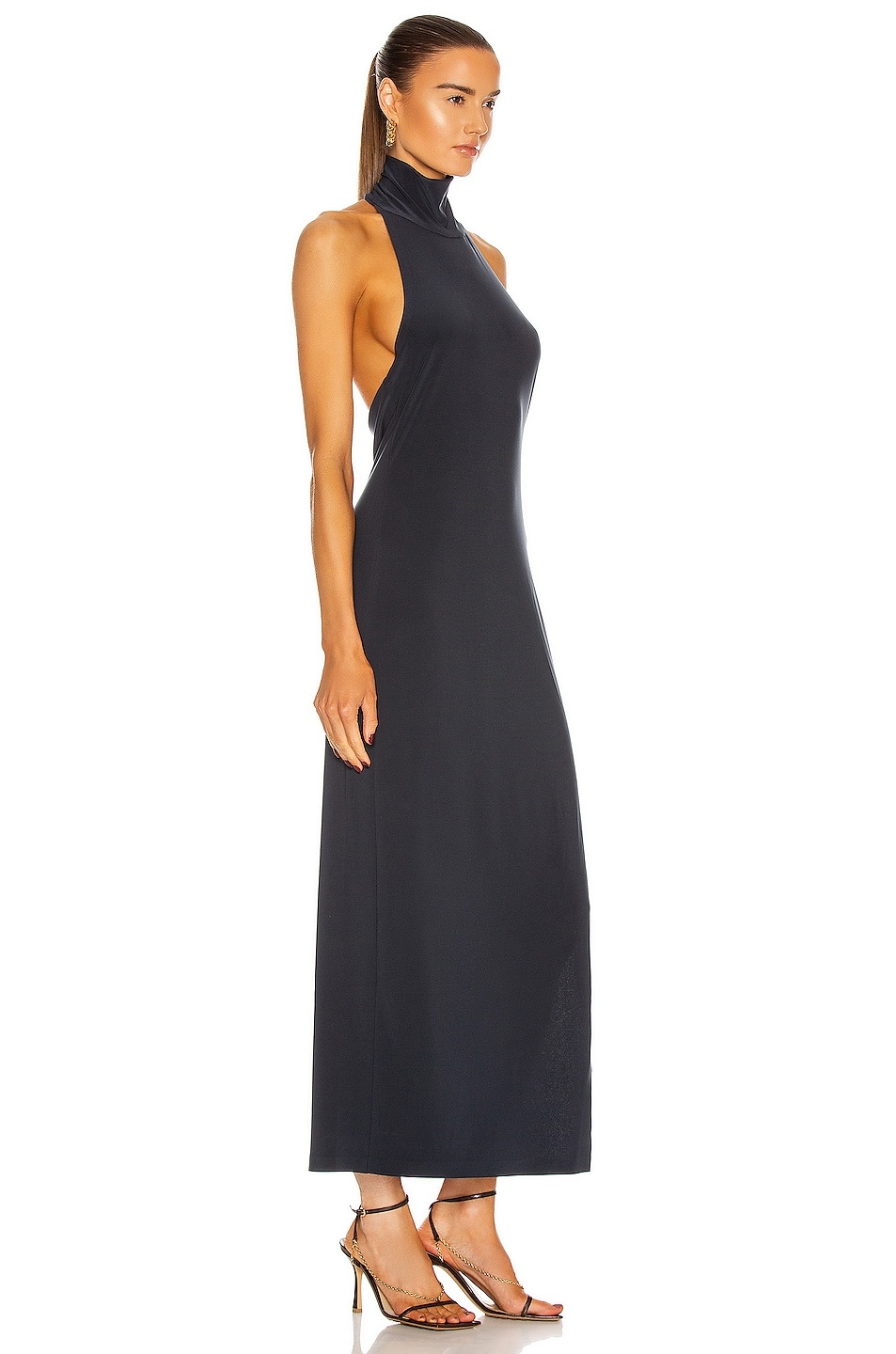 Norma Kamali Halter Turtleneck Side Slit Dress - 2