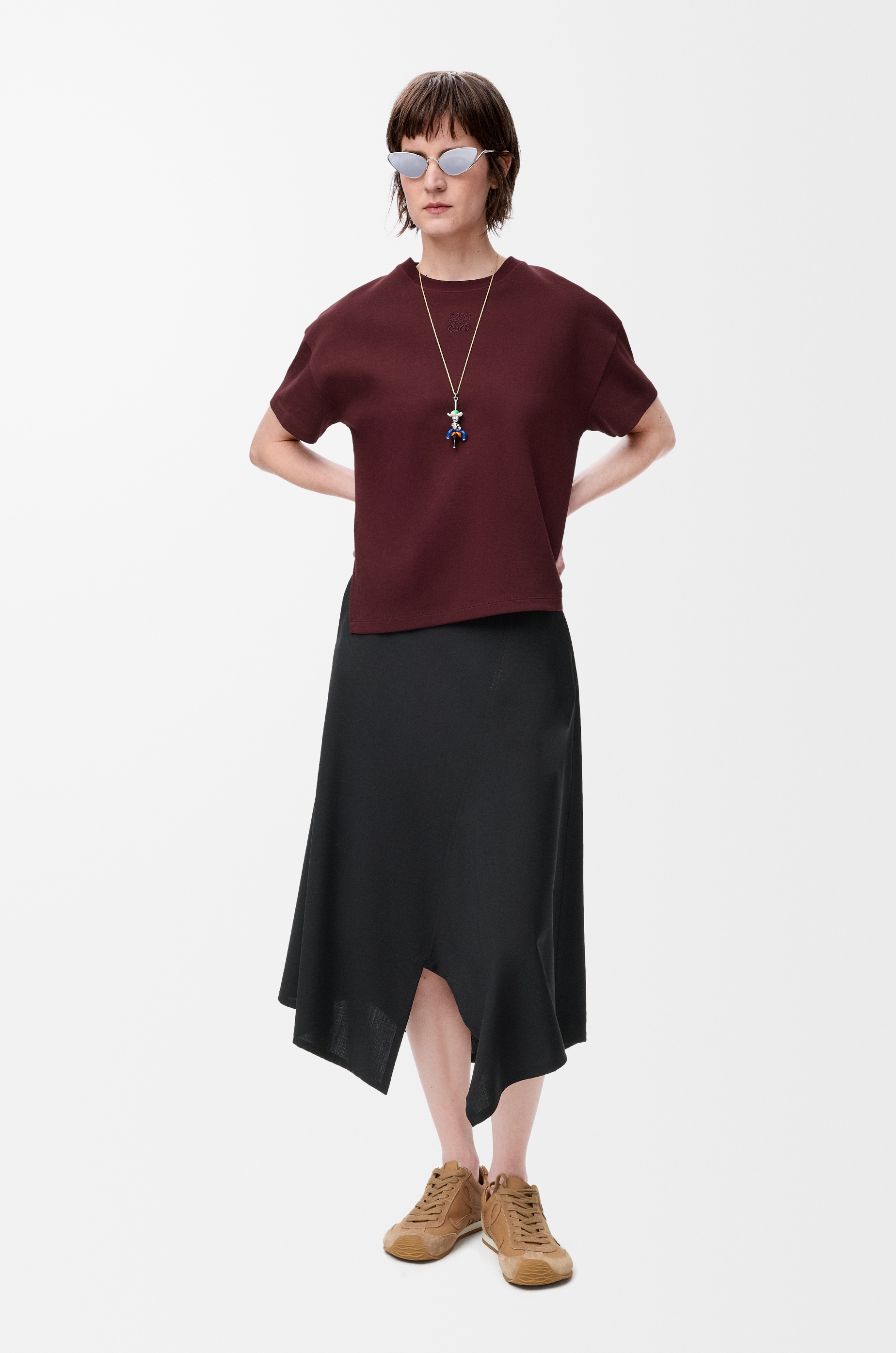 Asymmetric t-shirt in cotton blend - 2