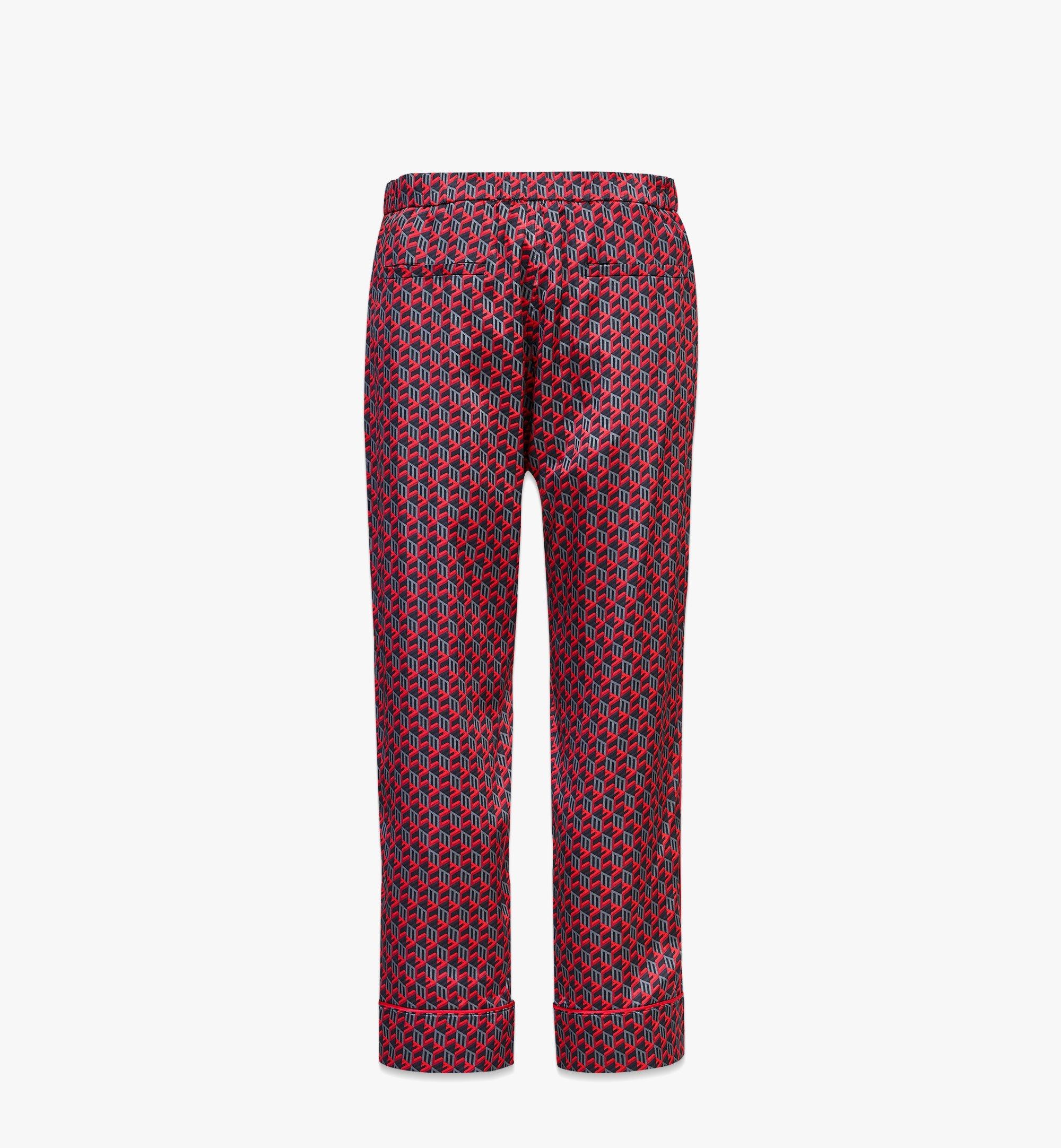 Unisex Cubic Monogram Silk Satin Pajama Pants - 3