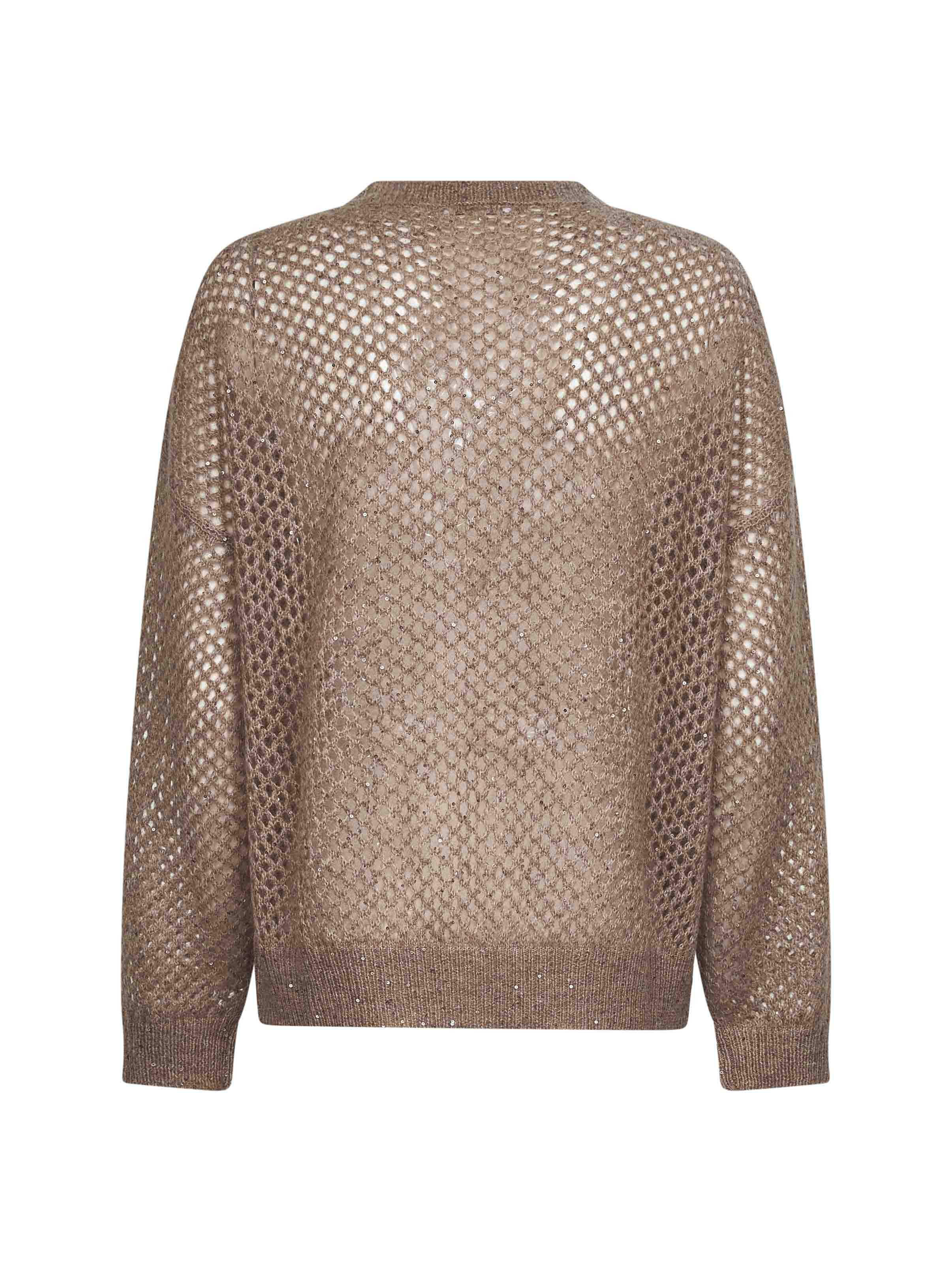 Brunello Cucinelli Women Brown Dazzling Mesh Crewneck Sweater - 2