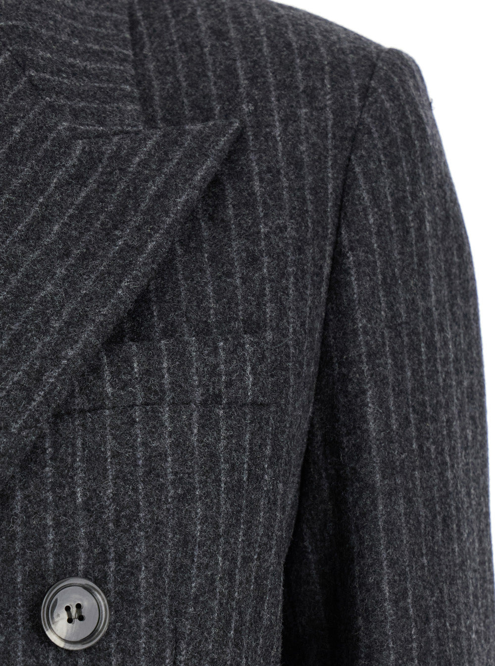 Ami Paris Women Grey Striped Double-Breasted Jacket In Wool Woman - 3