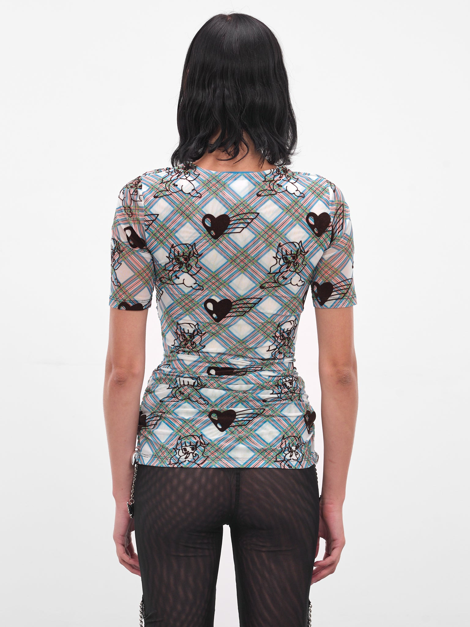 Blue Sonicscape Tartan Mesh Top - 3