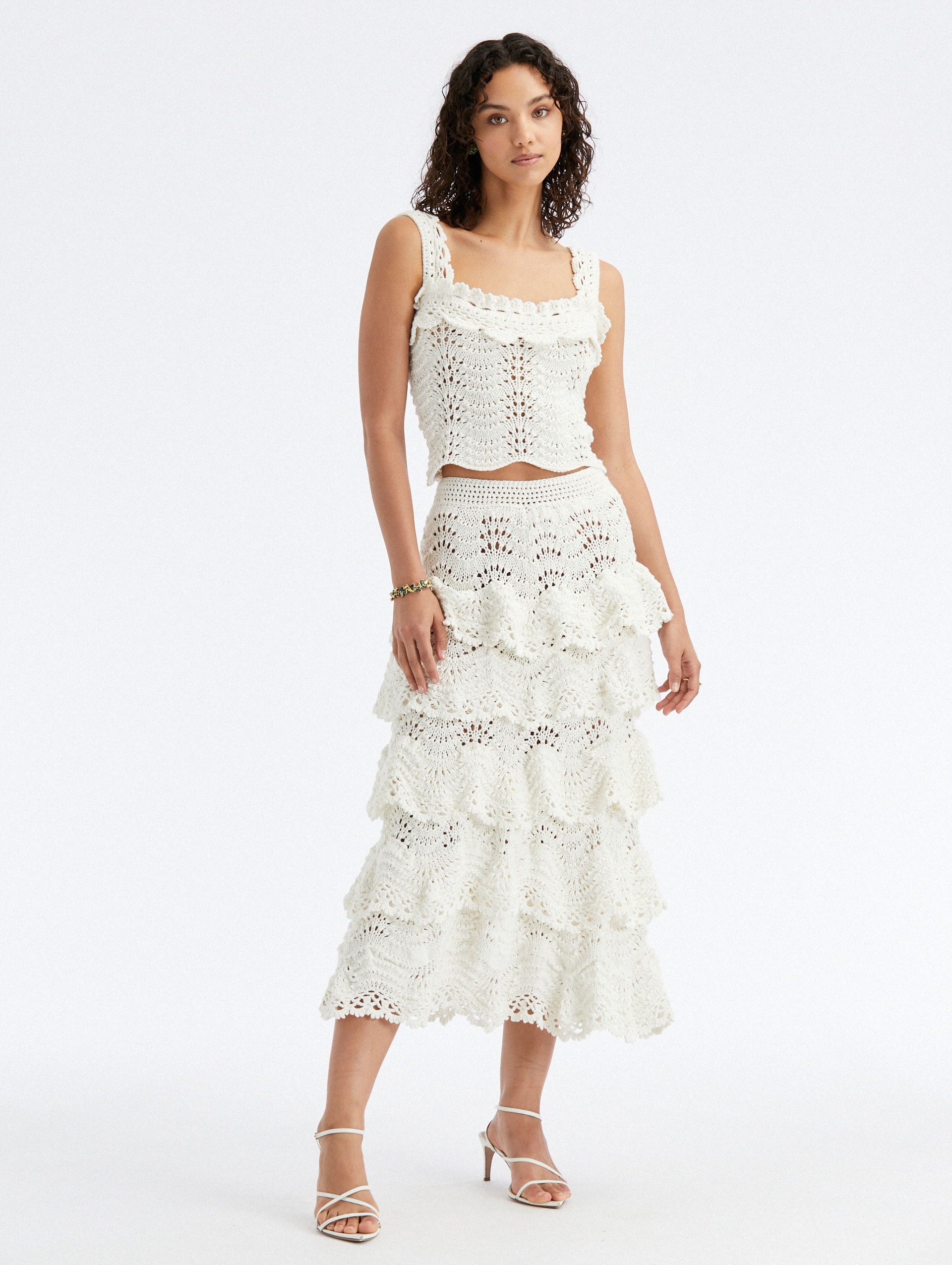 HAND CROCHETED SCALLOP TIERED SKIRT - 1