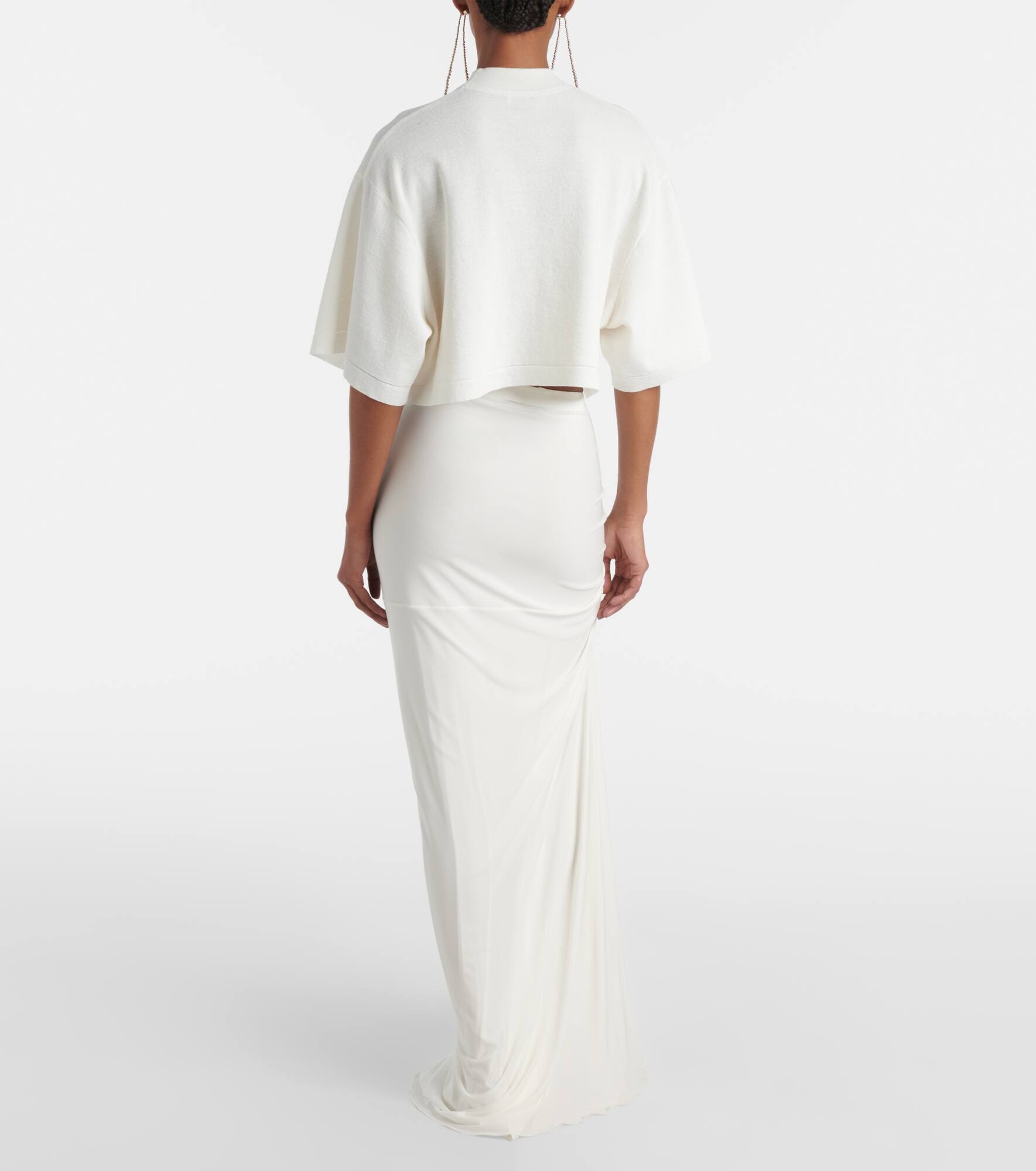 Cropped cotton and wool-blend T-shirt - 3