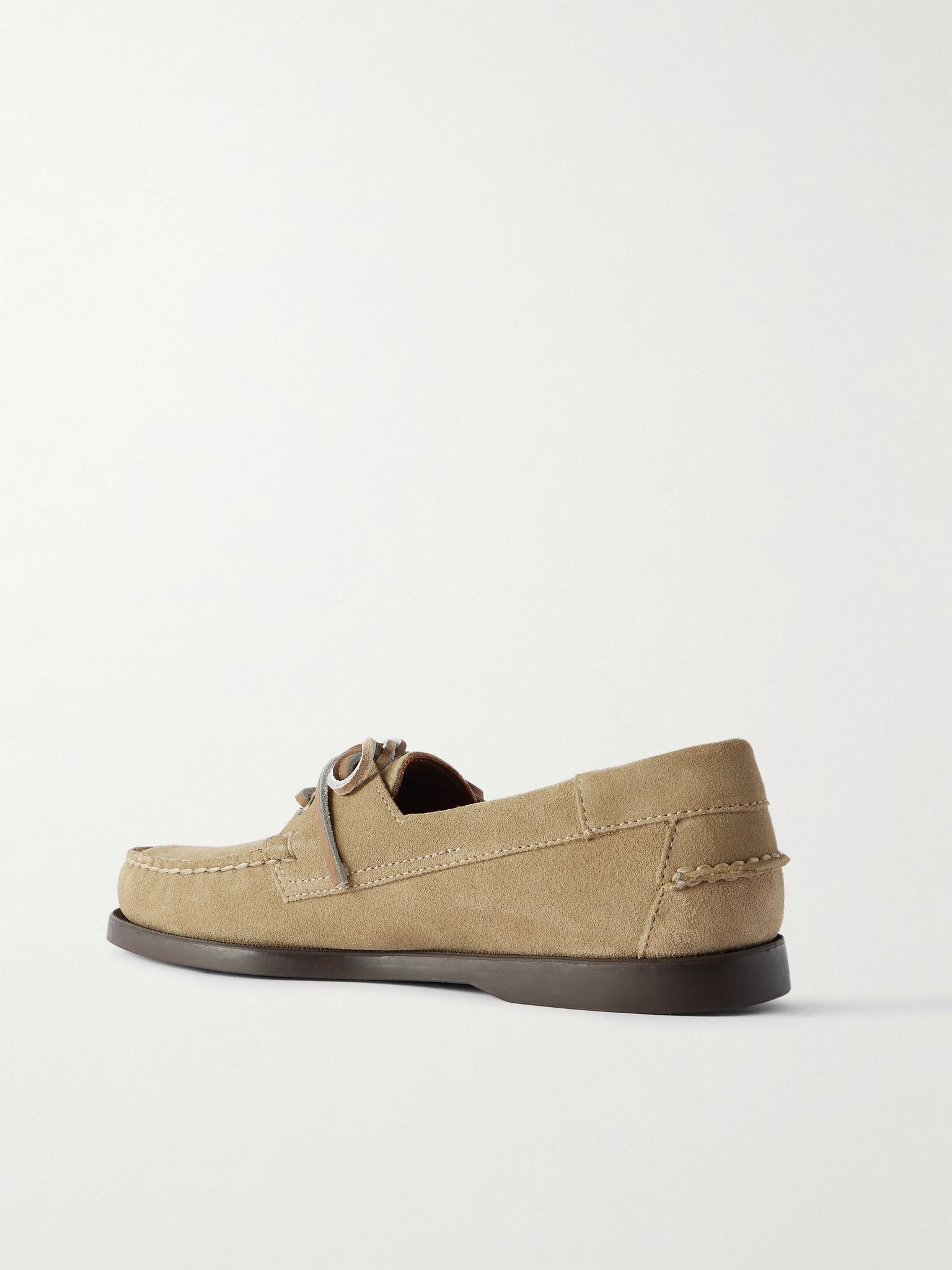 Docksides Portland Leather-Trimmed Suede Boat Shoes Taupe - 4