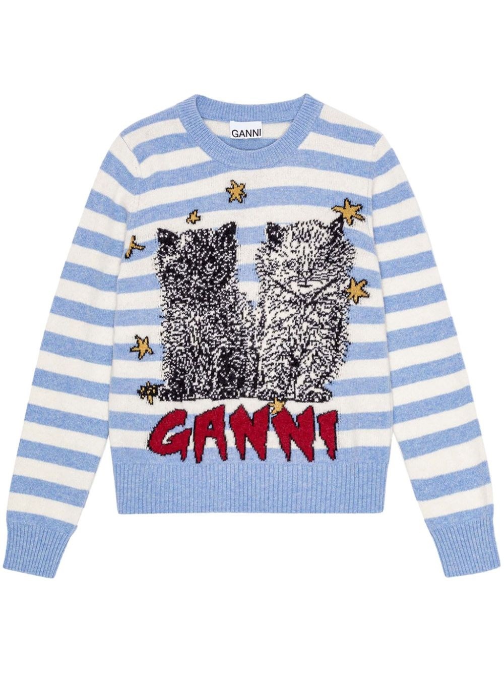 Embroidered striped wool sweater - 1
