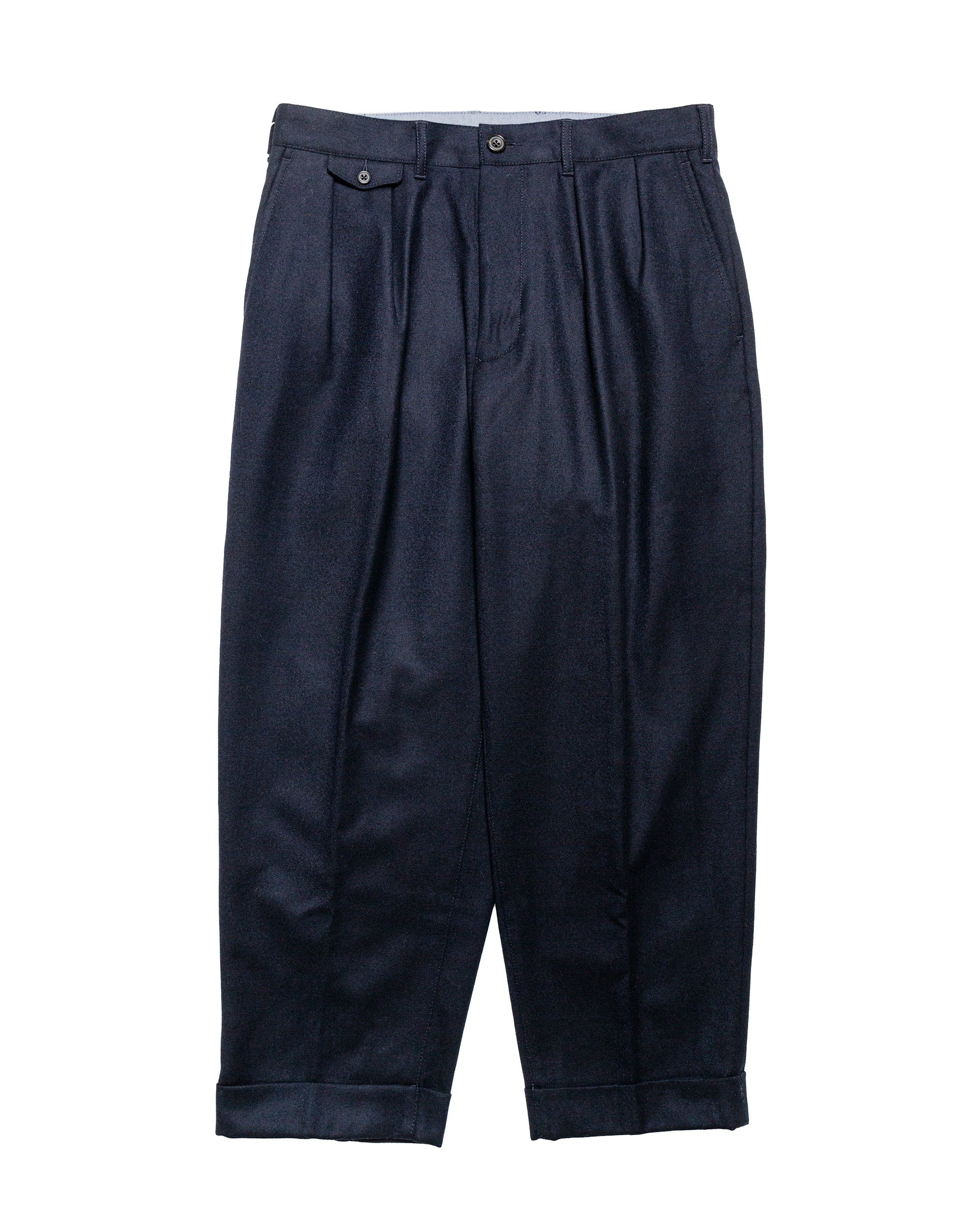 2Pleats Flannel Navy - 1