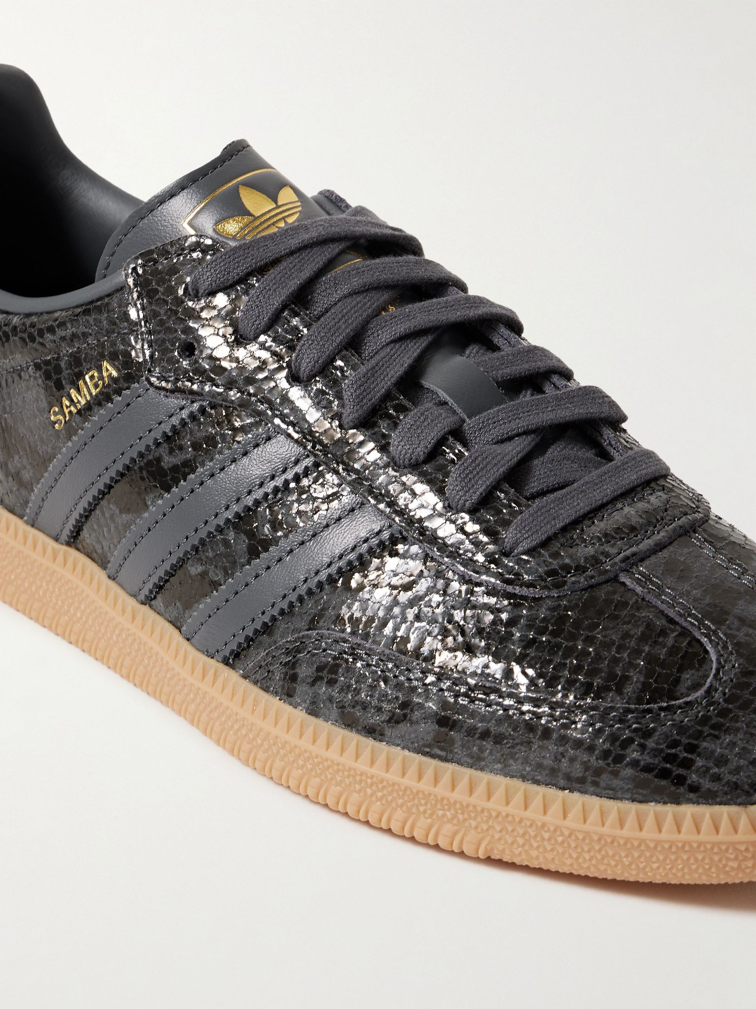 Samba OG Snake-Effect Leather Sneakers Black - 5