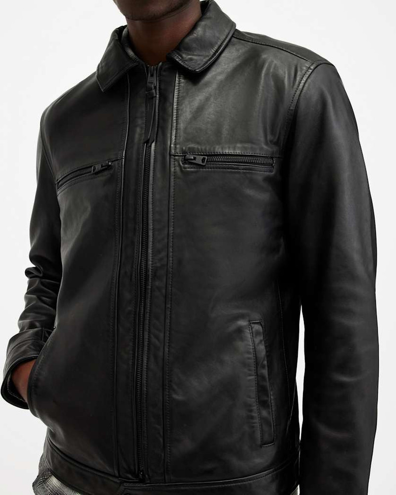 LUCK SLIM FRONT ZIP UP LEATHER JACKET 6