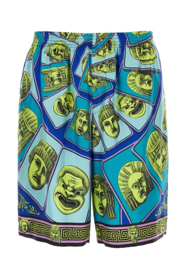 VERSACE Printed Silk Bermuda Shorts - 1