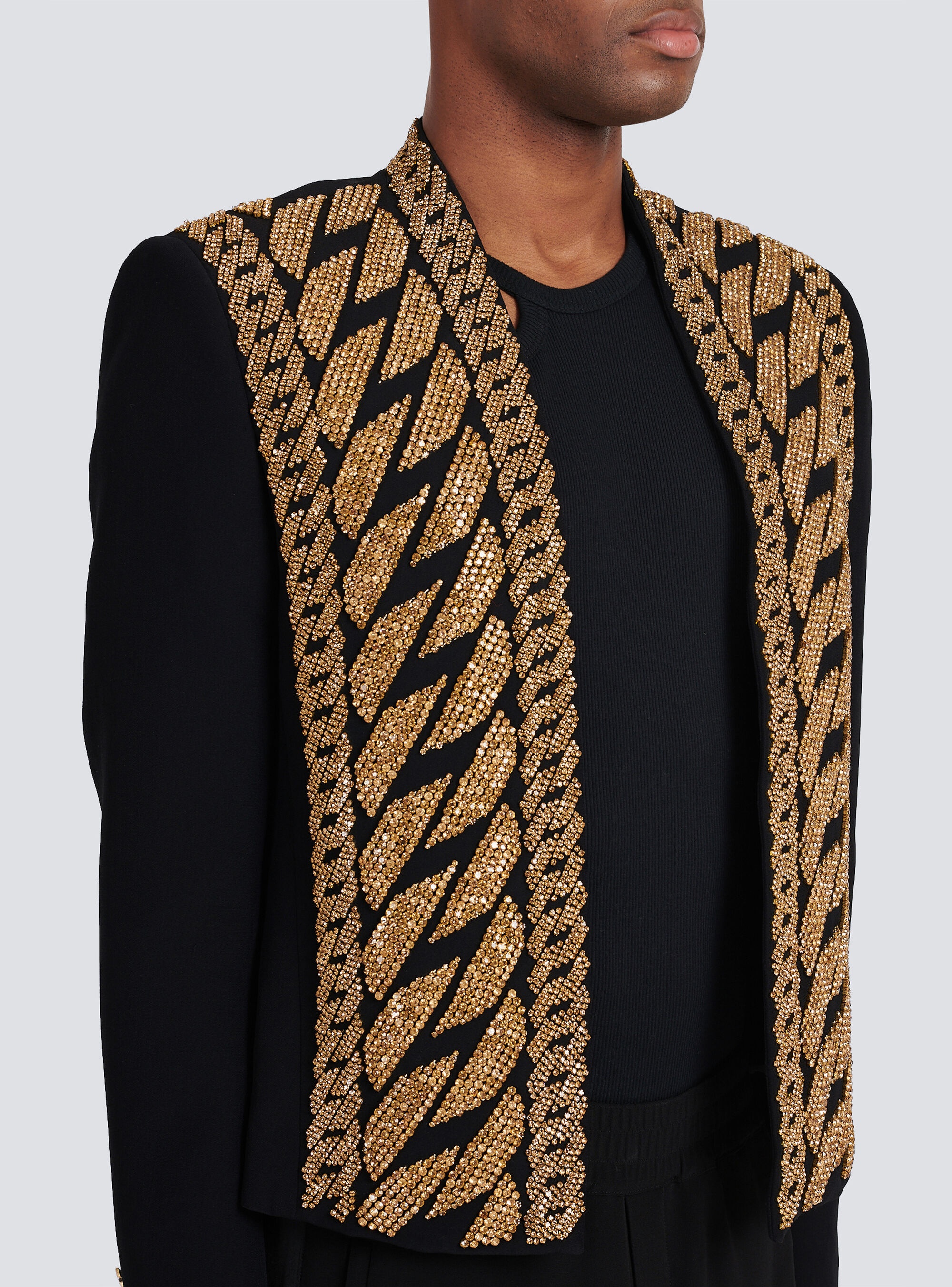 Eco-designed spencer jacket with gold-tone chain embroidery - 8