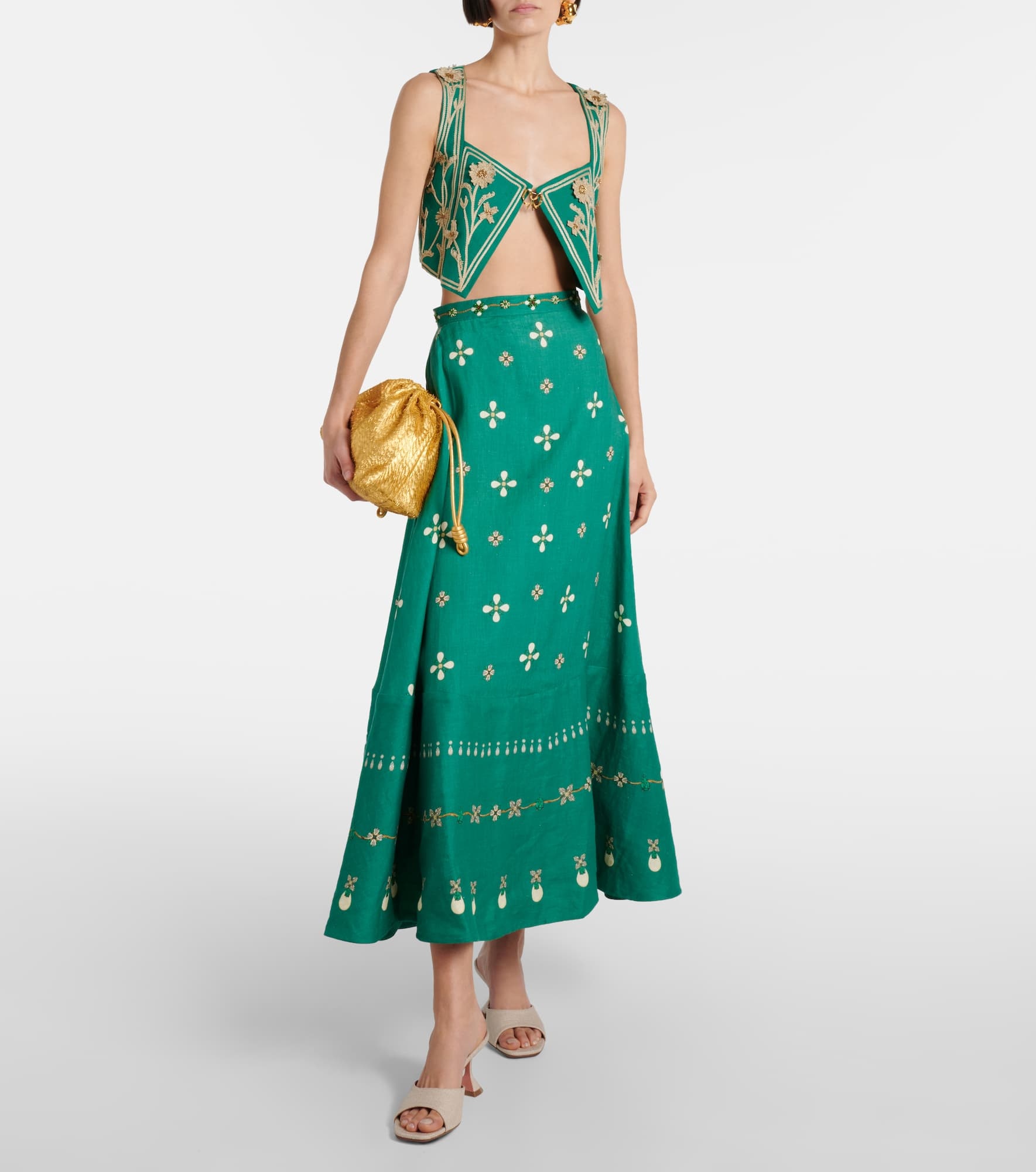 Bel Mar Esmeralda embroidered maxi skirt - 2