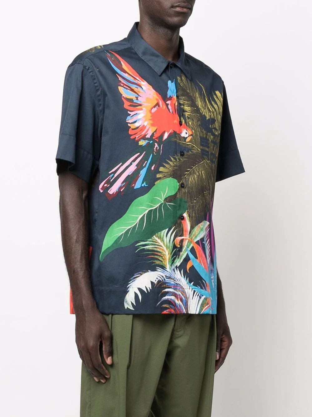 tropical print short-sleeved shirt - 3