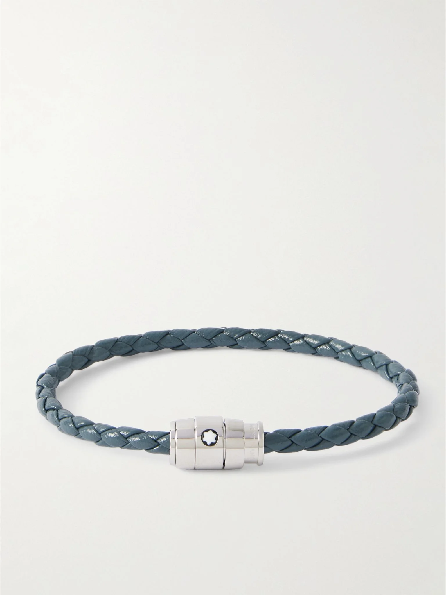 Meisterstück 3-Ring Stainless Steel and Woven Leather Bracelet Navy - 1
