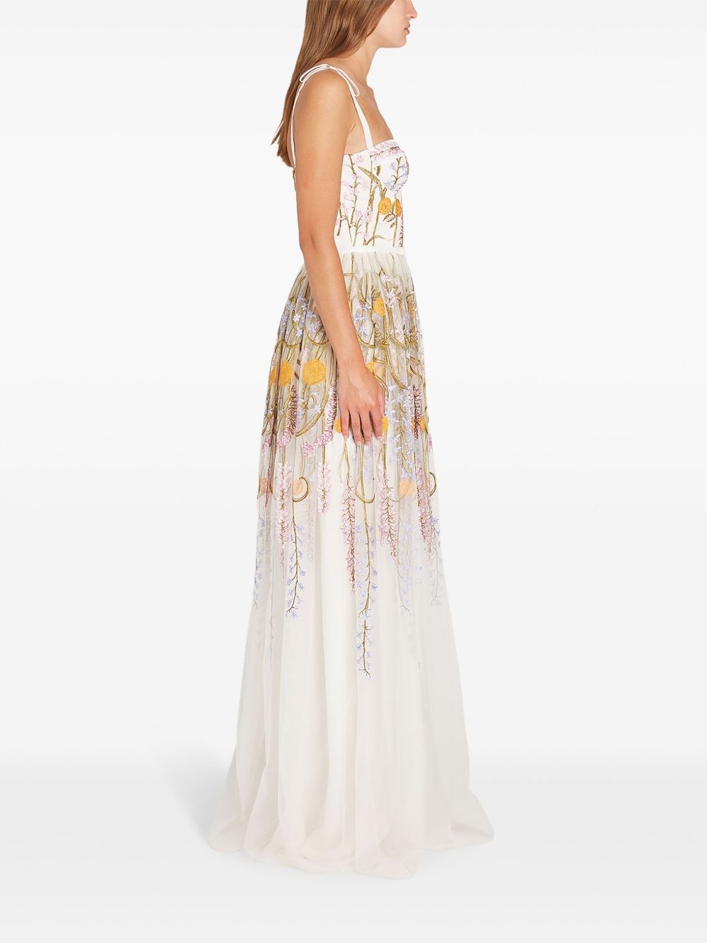 Marigold Bouquets-embroidery tulle dress - 3