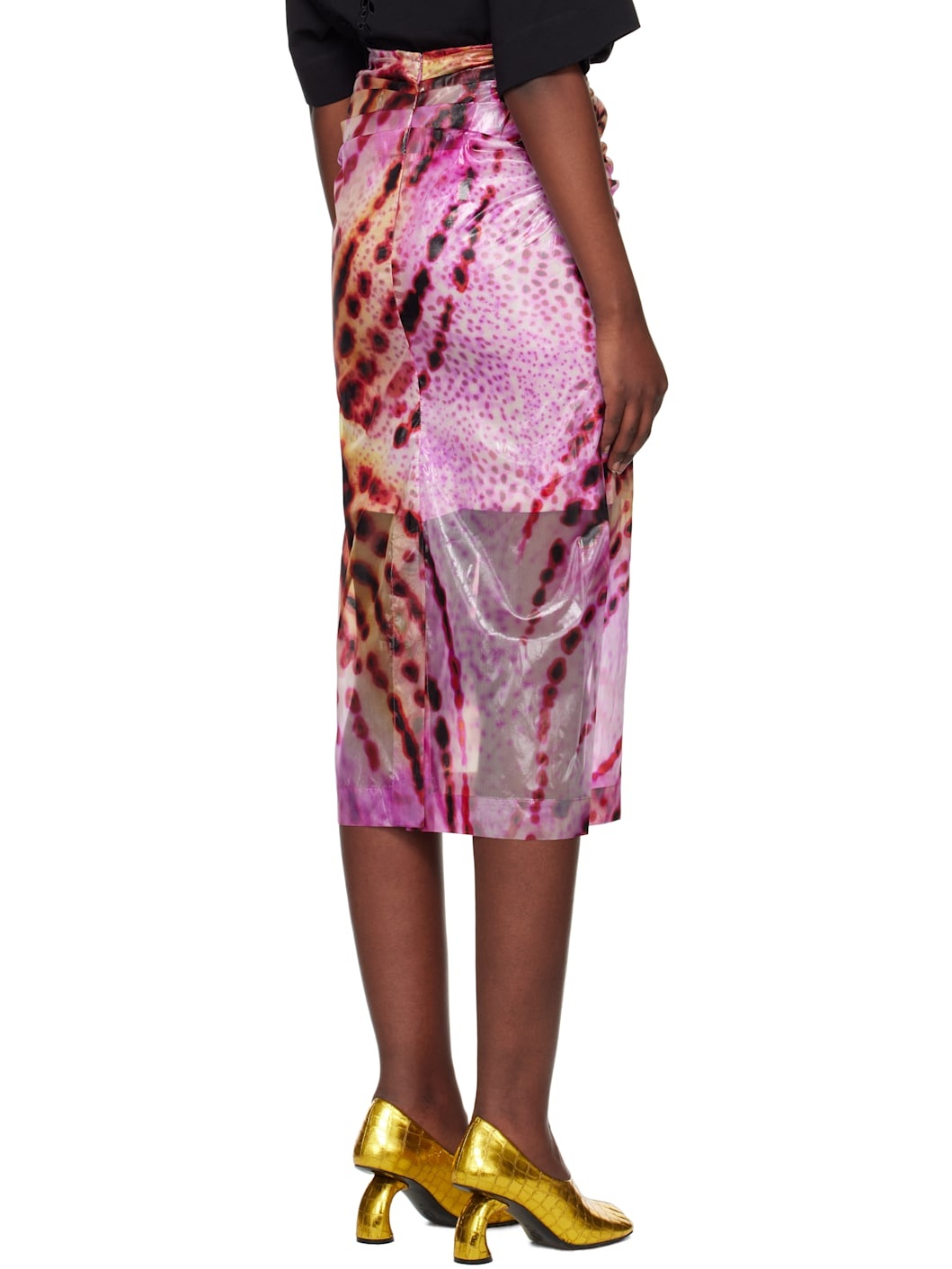 Pink Printed Midi Skirt - 3