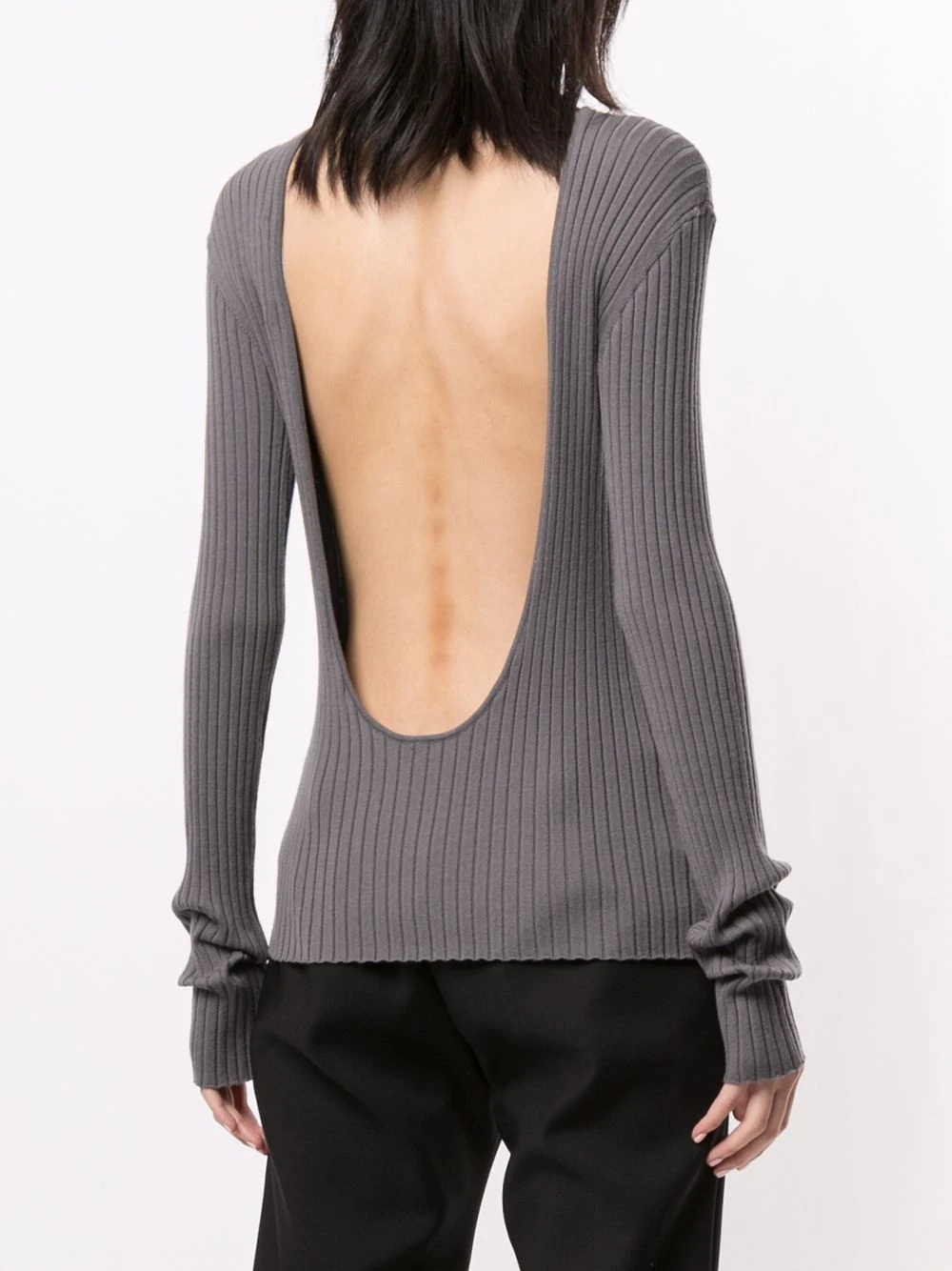 ribbed-knit open back top  - 4