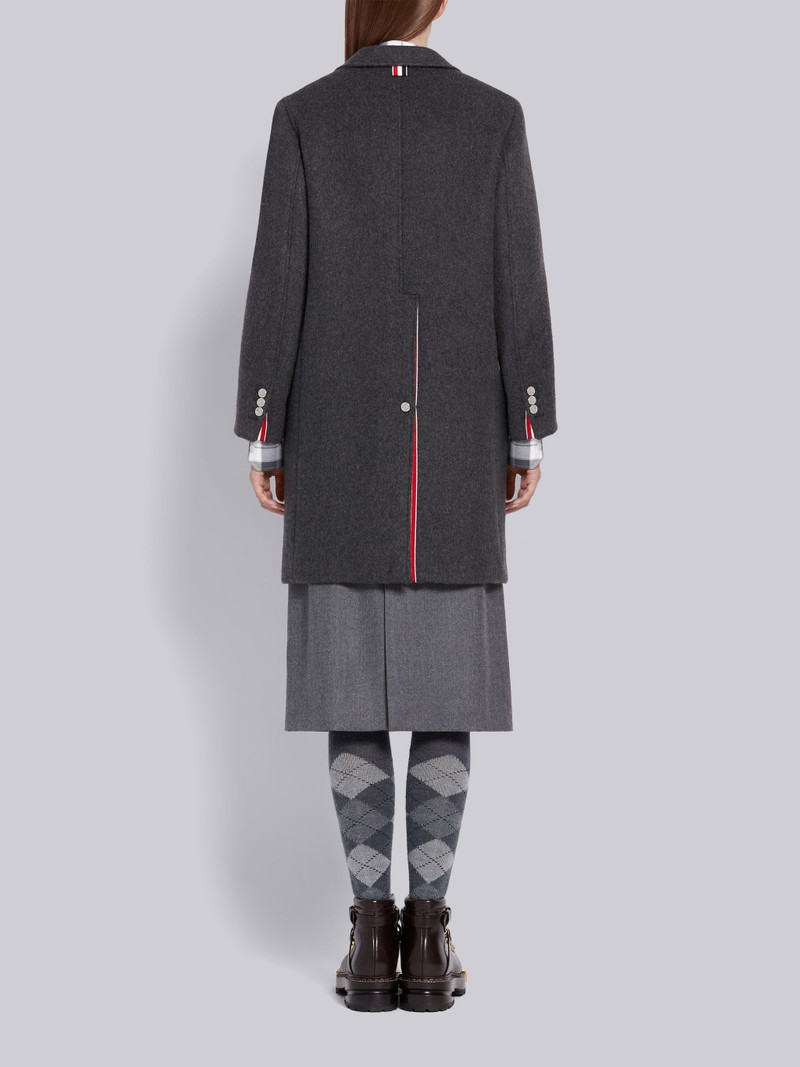 Medium Grey Military Weight Cashmere Single Breasted Sack Overcoat 3